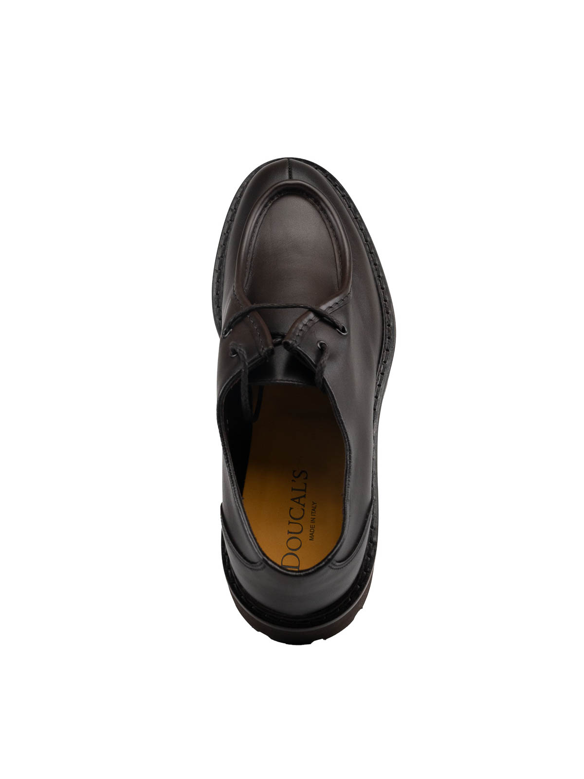 Shop Doucal's Leather Derby Moccasins In Dark Brown