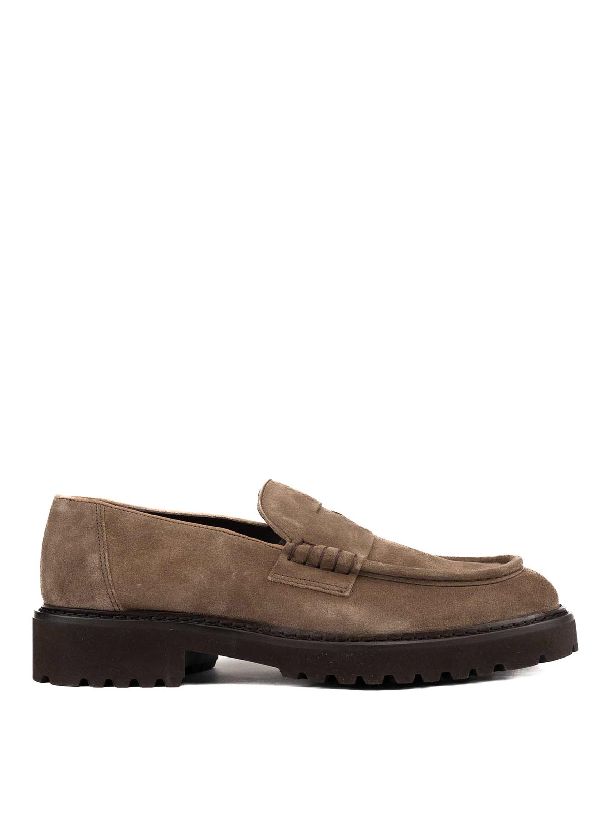 Shop Doucal's Suede Moccasins In Dark Brown