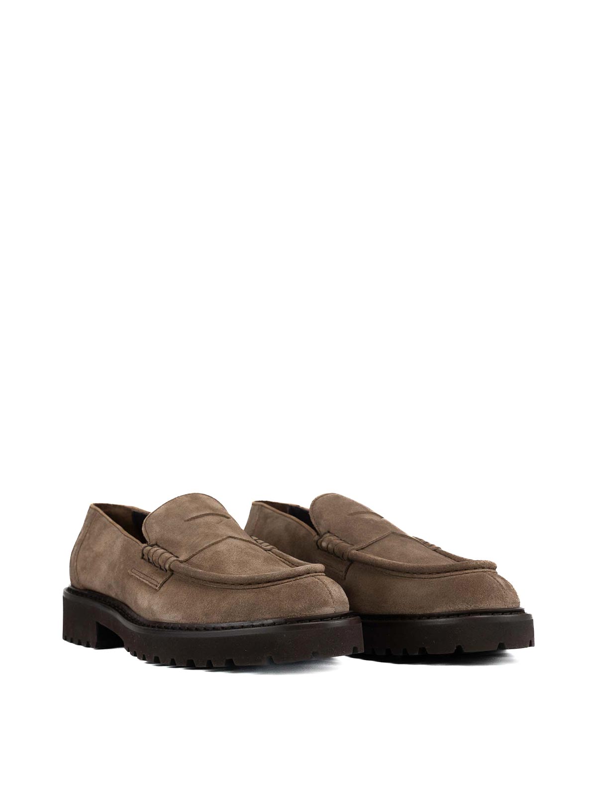 Shop Doucal's Suede Moccasins In Dark Brown