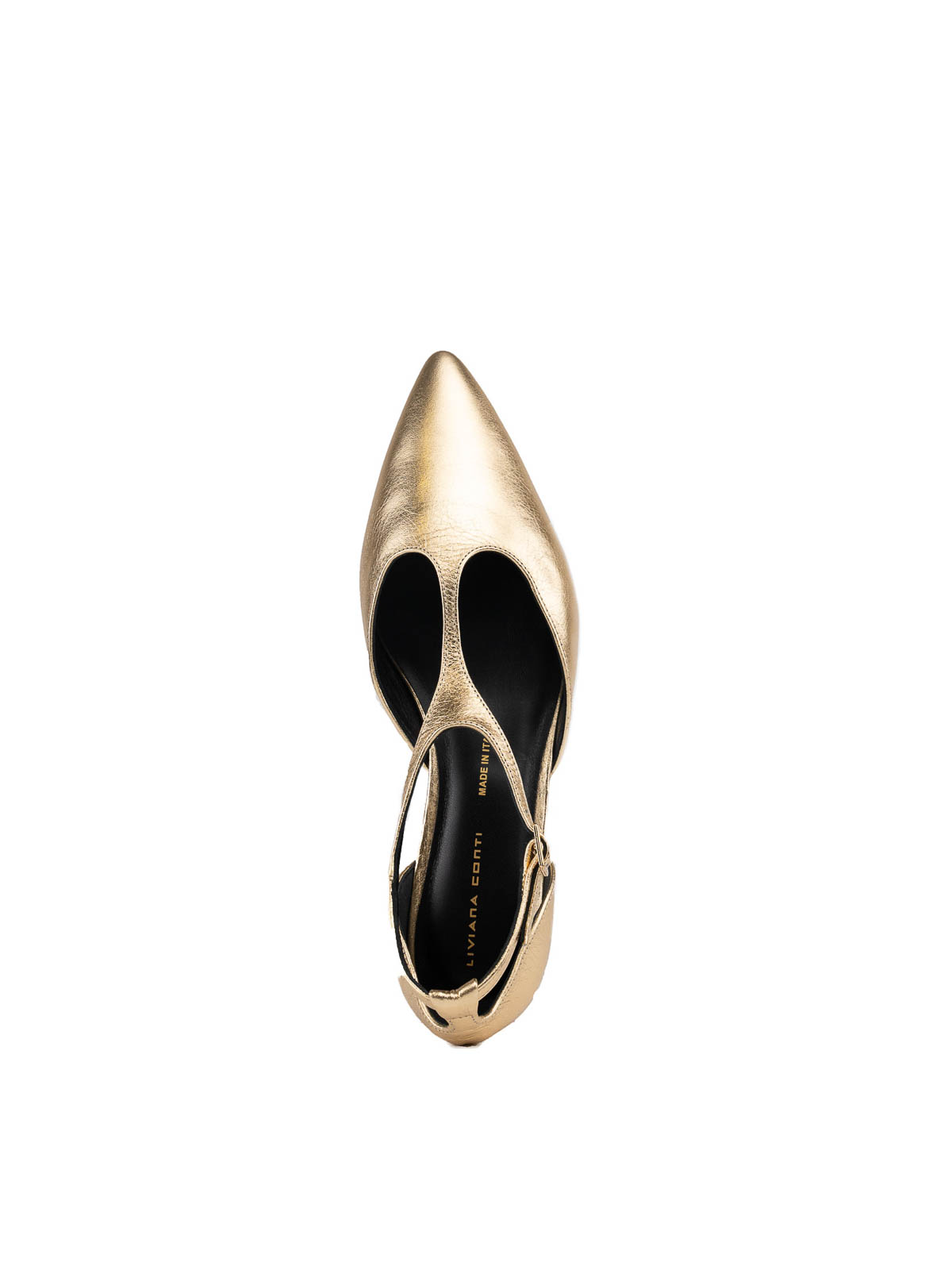 Shop Liviana Conti Ballerinas In Gold Laminated Leather In Beige