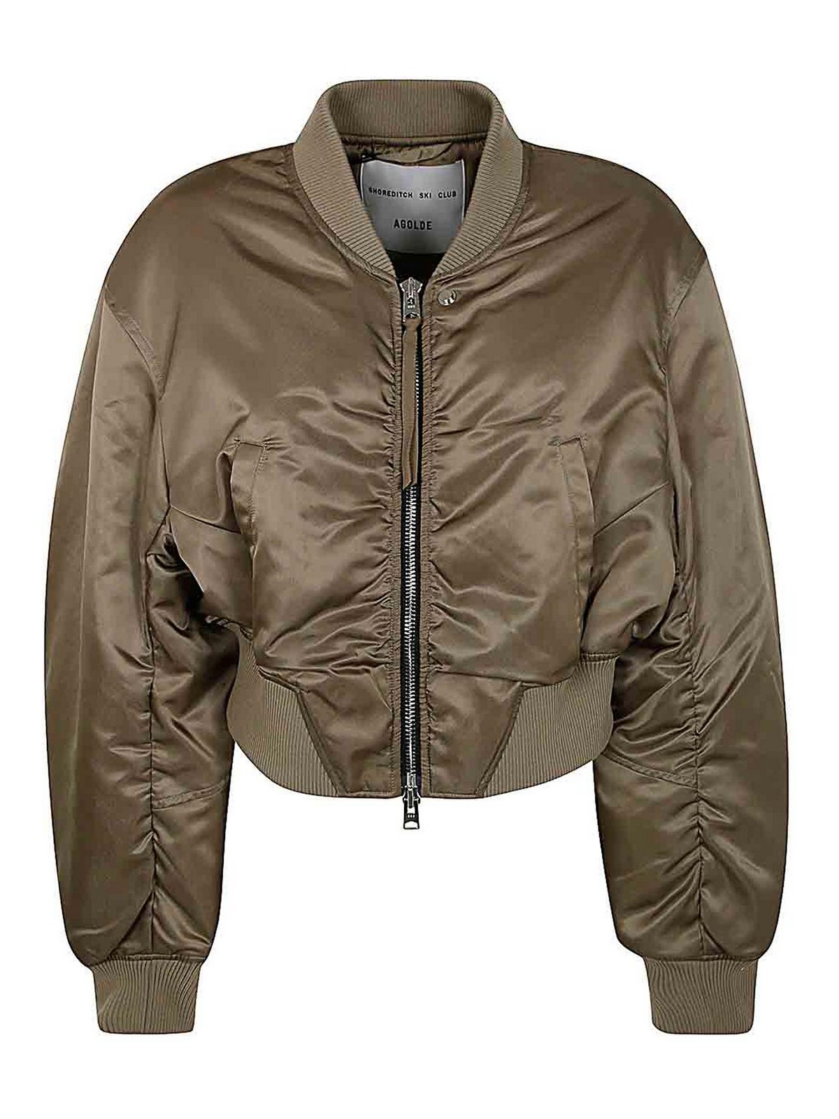 Shop Agolde Bomber Jacket In Green