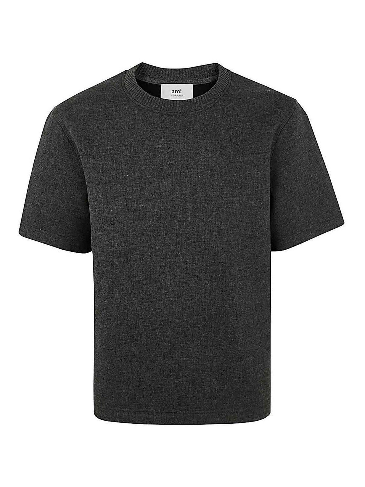 Ami Alexandre Mattiussi Boxy Luxury Jersey Tshirt In Grey