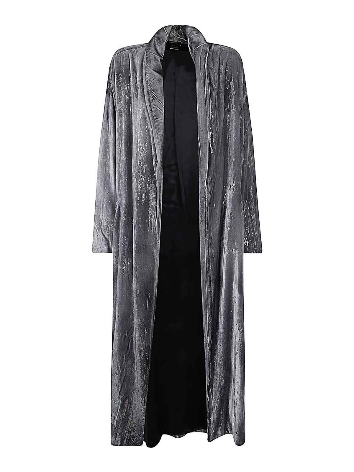 Shop Avant Toi Long Raincoat Velvet Laminated In Grey