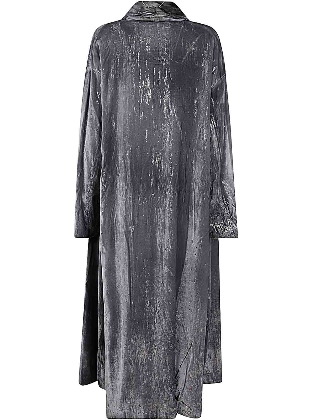 Shop Avant Toi Long Raincoat Velvet Laminated In Grey