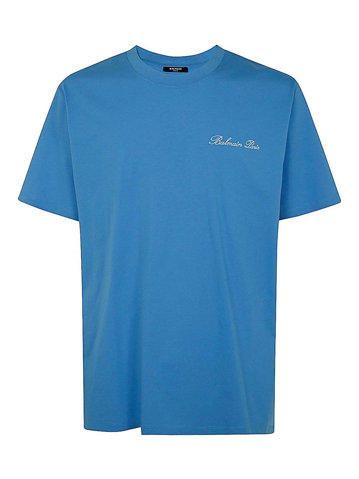Balmain T-shirt With Logo Embroidery In Blue