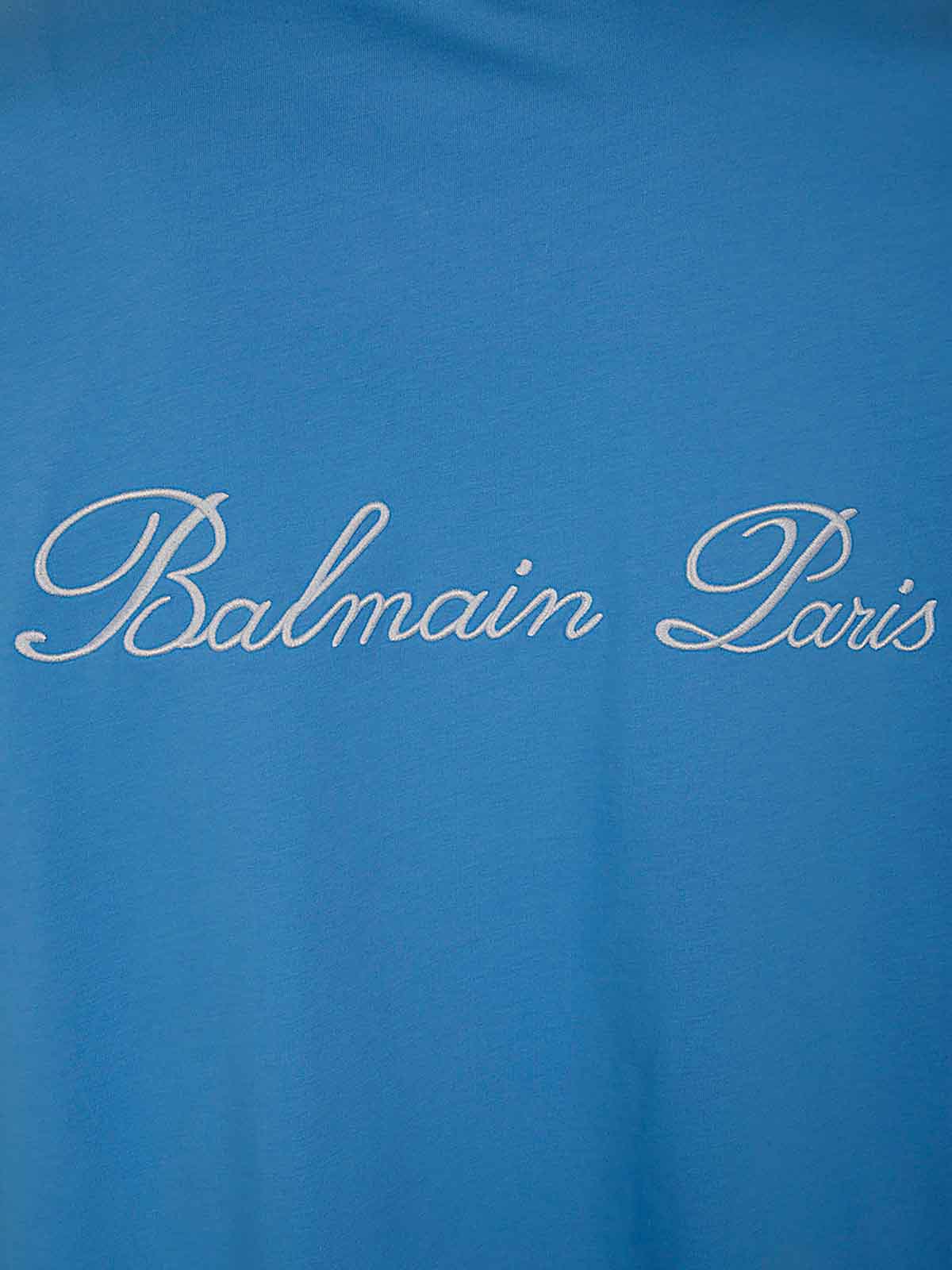 Balmain T-shirt With Logo Embroidery In Blue
