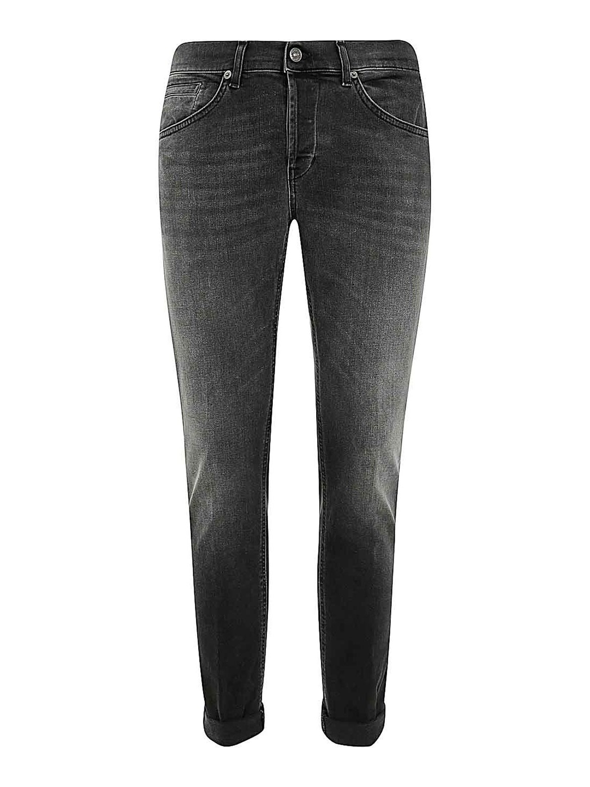 Shop Dondup George Jeans Bll Blk Denim Stretch In Black