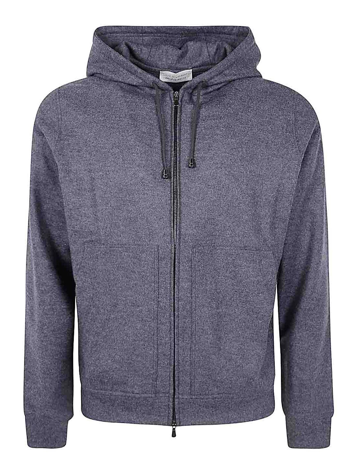 Shop Filippo De Laurentiis Long Sleeves Hoodie Fullzip In Grey