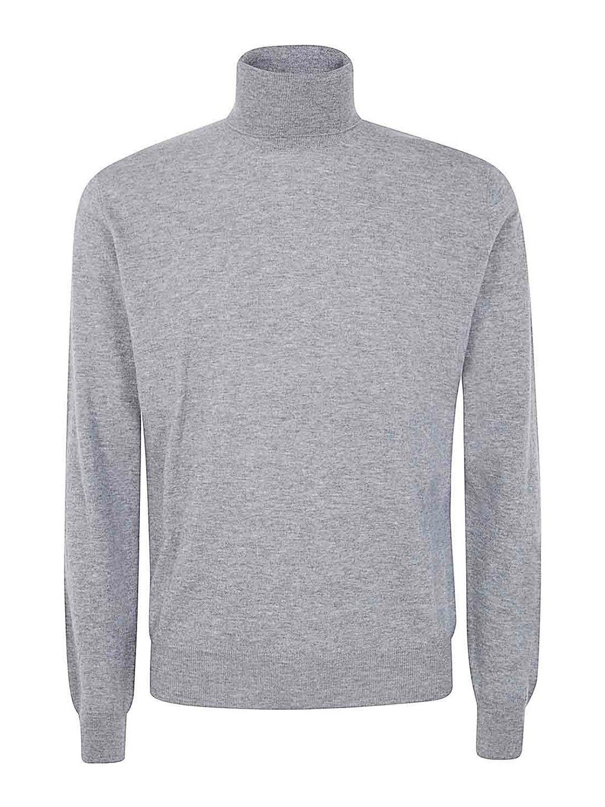 Shop Filippo De Laurentiis Long Sleeves Cashmere Wool Turtleneck In Grey