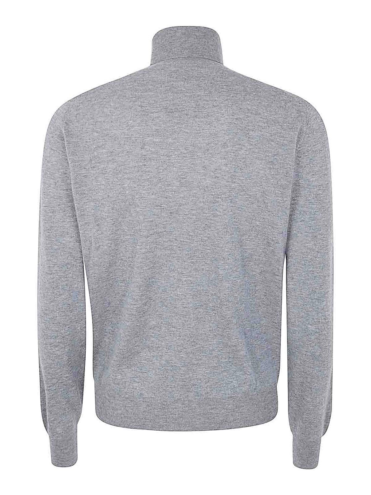 Shop Filippo De Laurentiis Long Sleeves Cashmere Wool Turtleneck In Grey