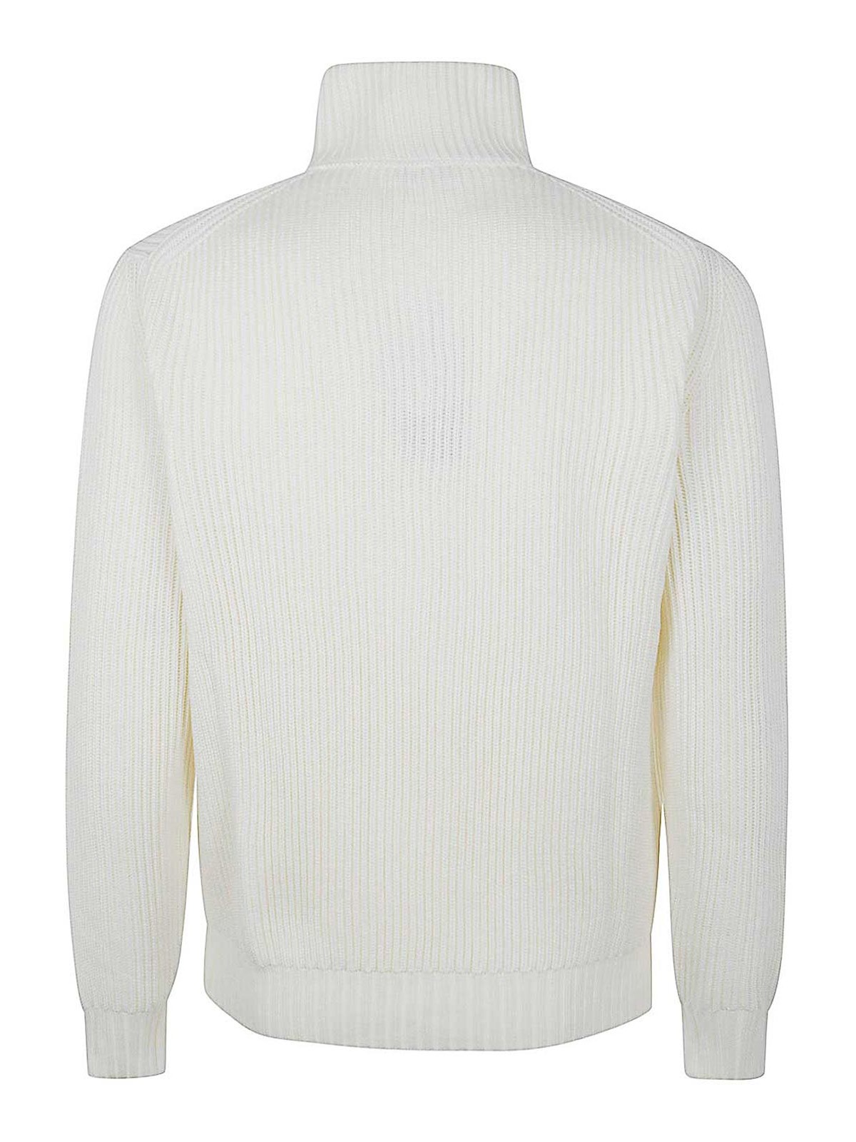 Shop Filippo De Laurentiis Long Sleeves Half Zip In White