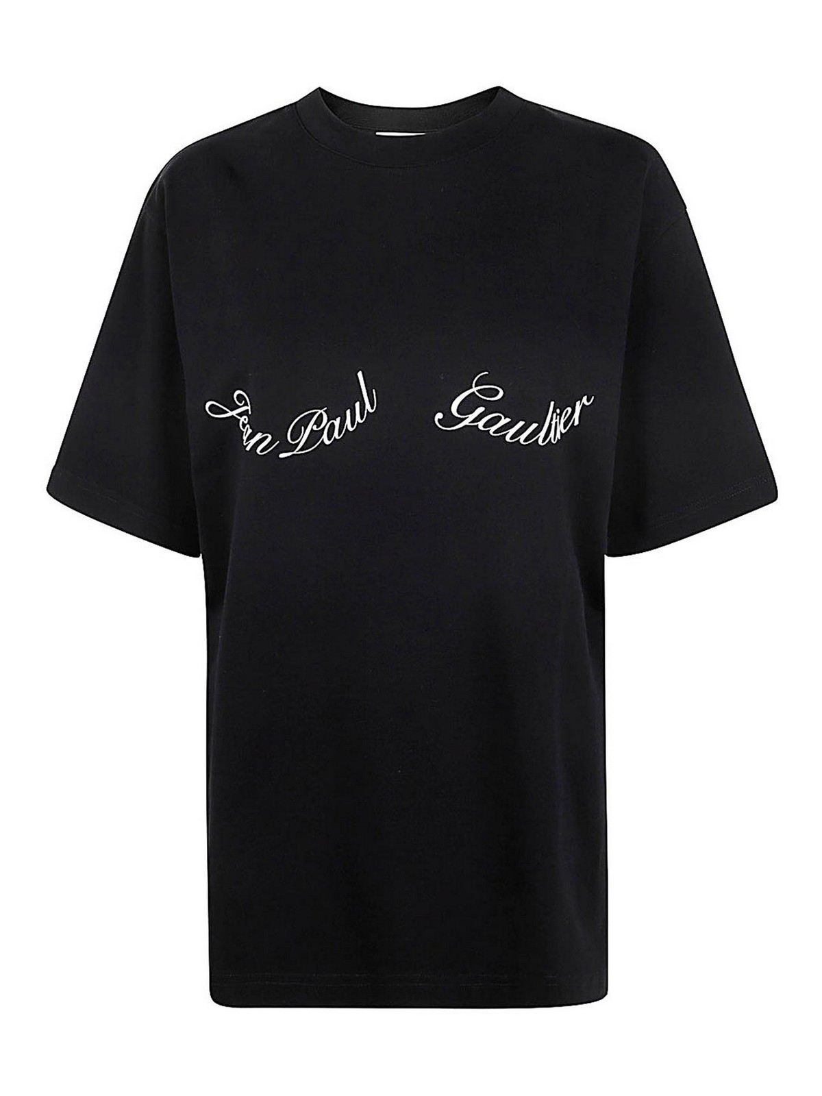 Jean Paul Gaultier Crewneck Cotton Oversize Tee-shirt In Black