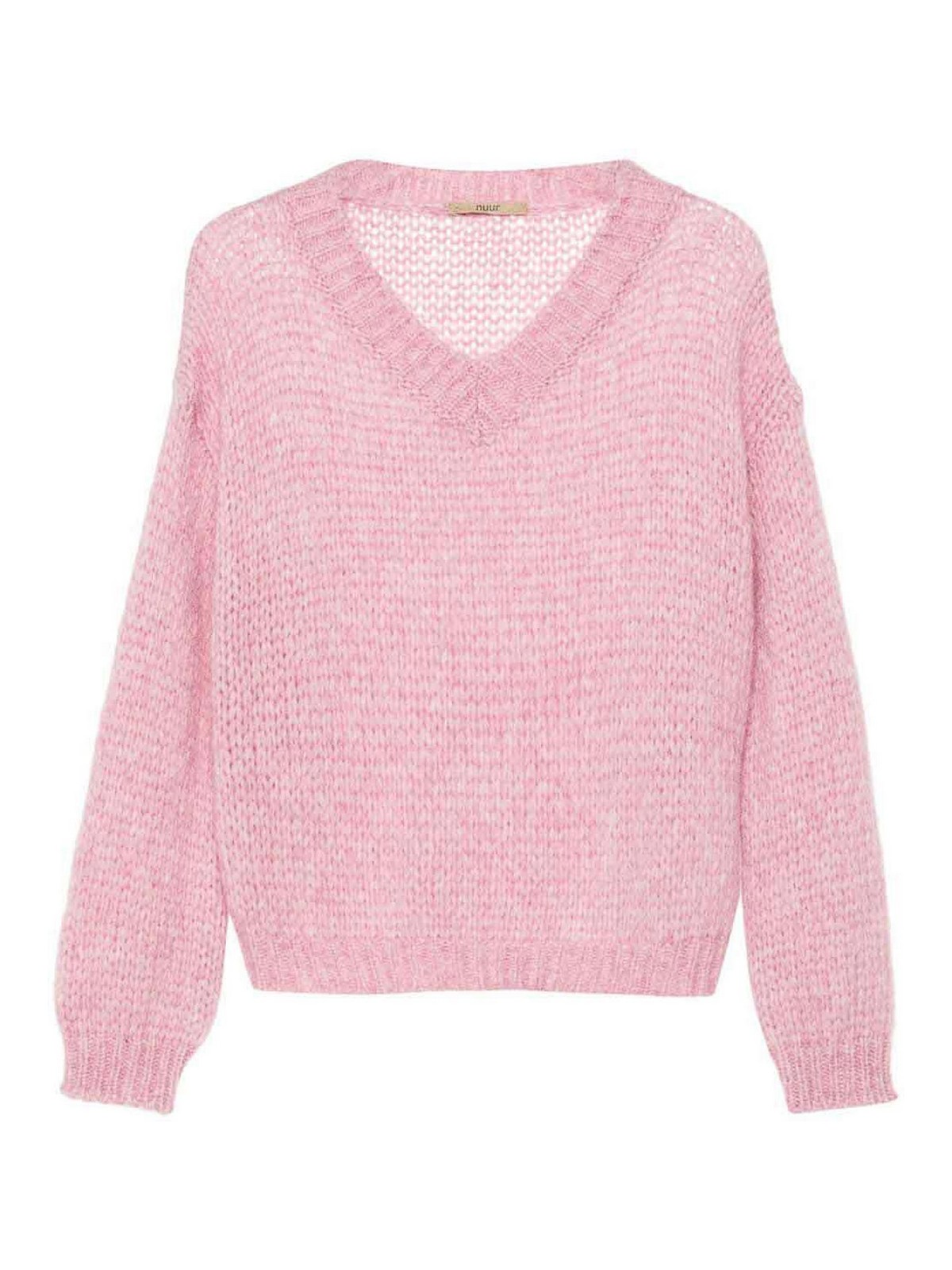 Nuur V Neck Over Sweater In Pink