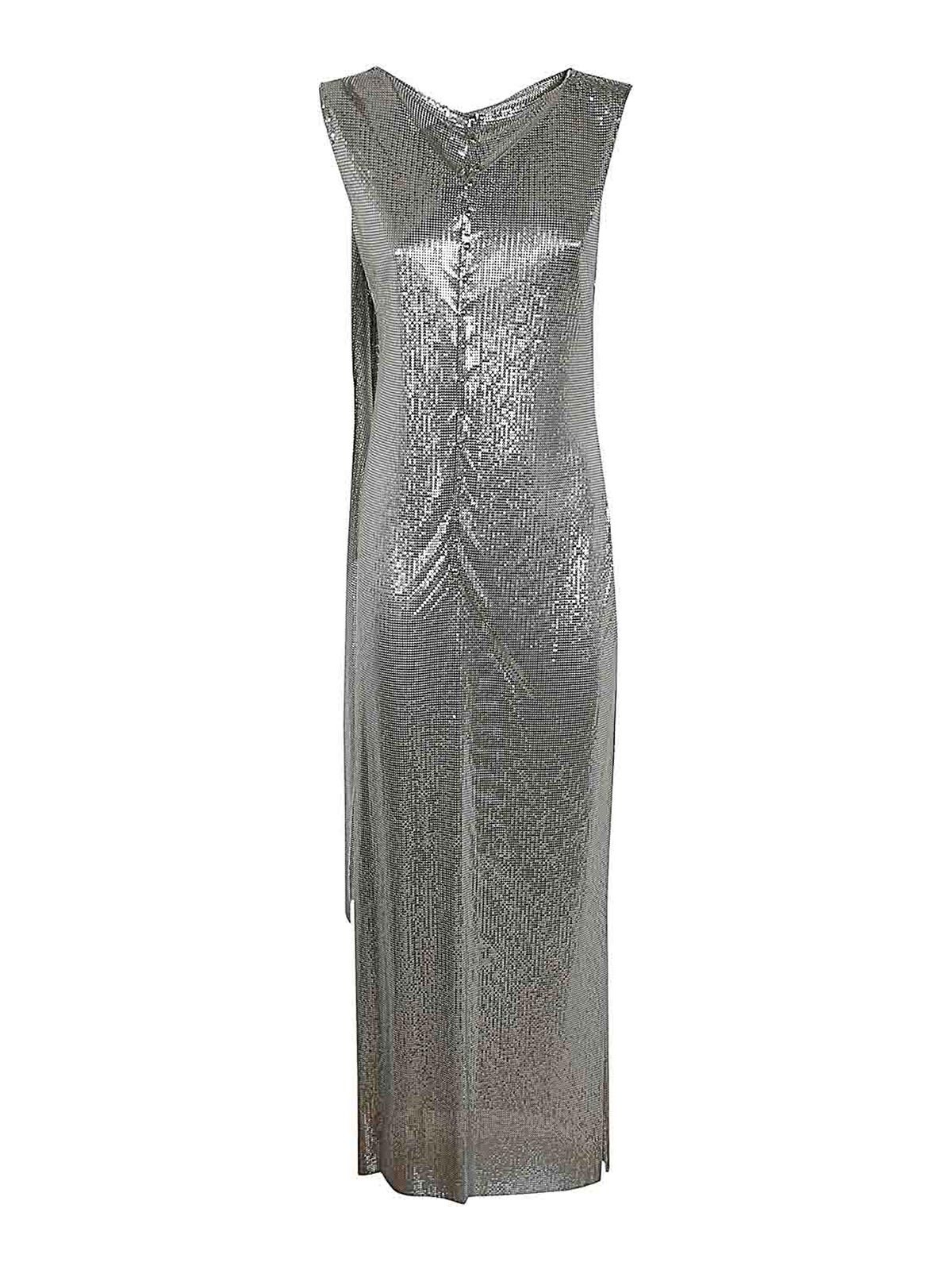 Shop Rabanne Mini Mesh Robe In Silver