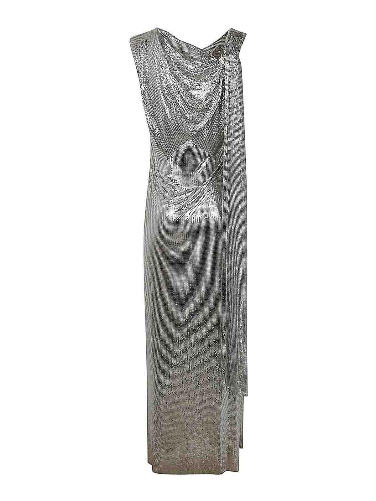 Shop Rabanne Mini Mesh Robe In Silver