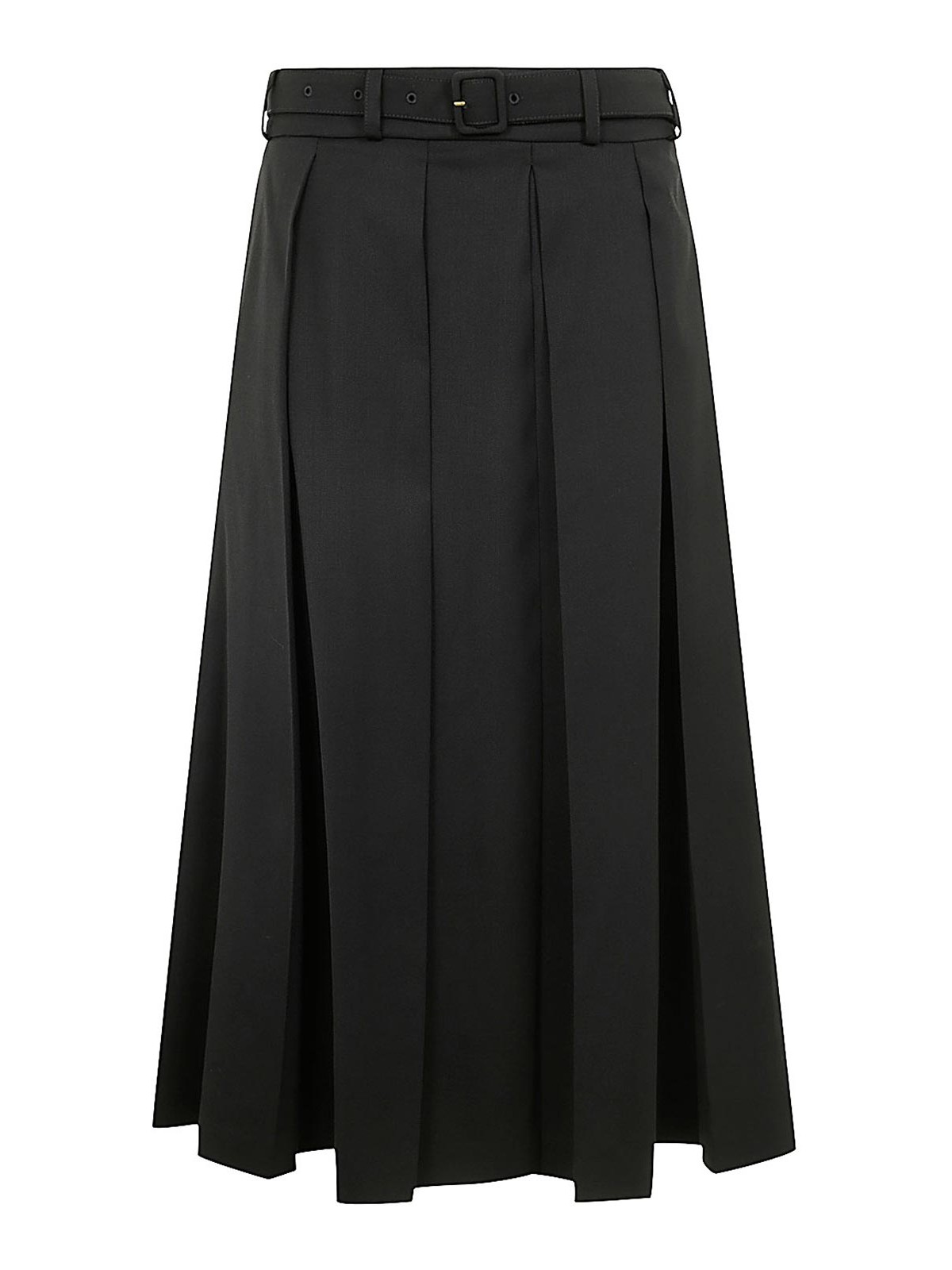 Patou Signature Pleated Midi Skirt In Black