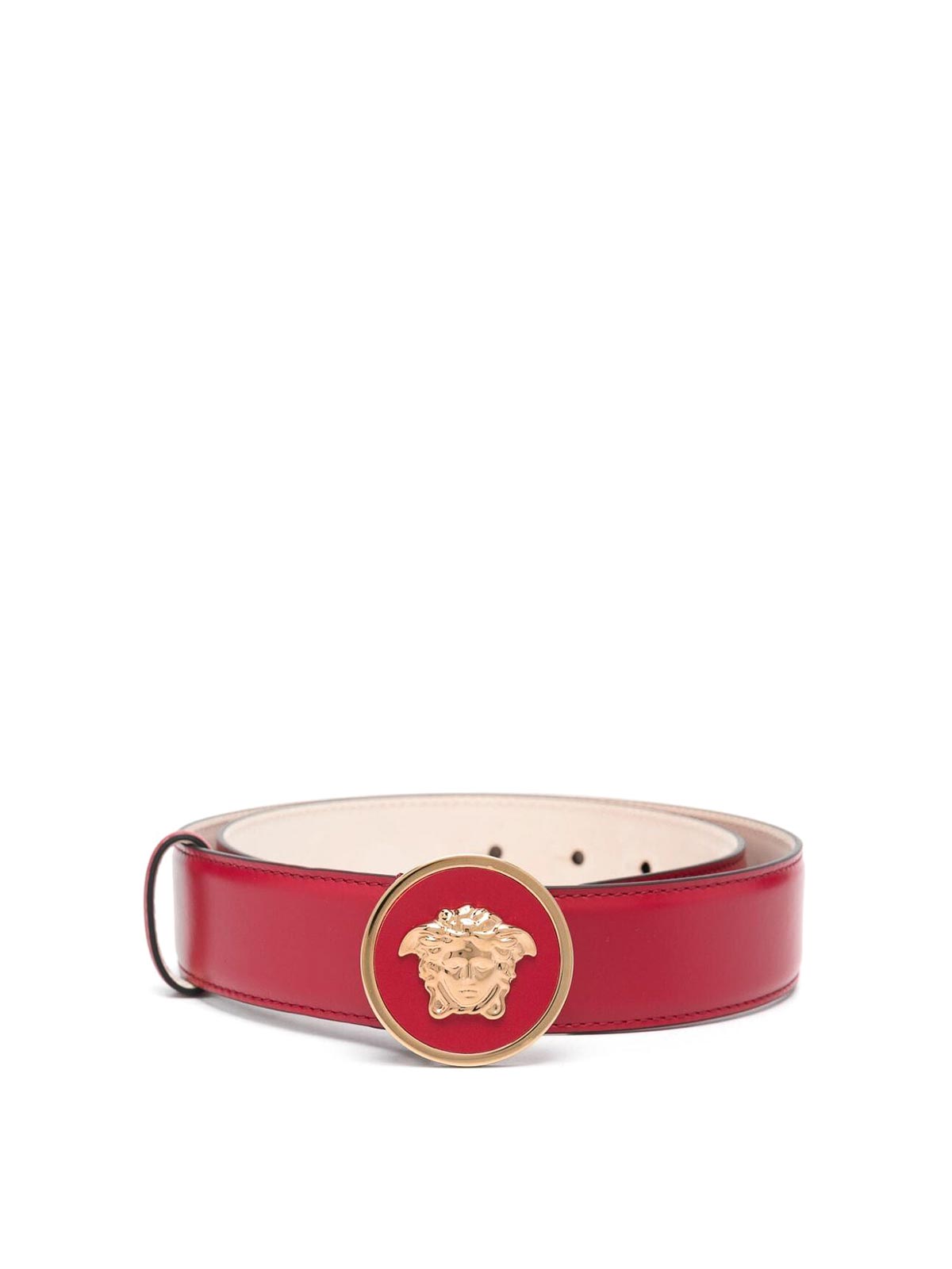 Versace Leather Regular Belt Women Red Belts Versace Red 100% Leather Metal Logo Medusa Buckle Belt main image 2