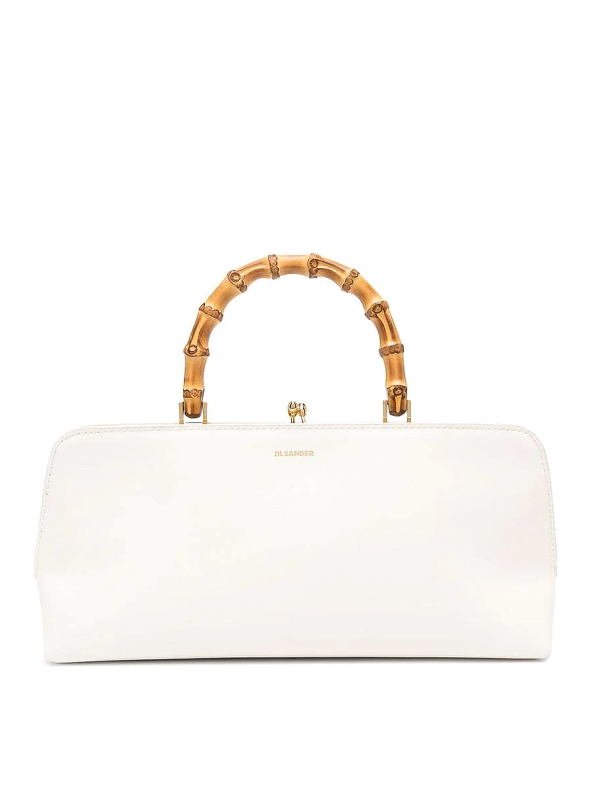 Jil Sander Sm Goji Leather Top Handle Bag In White