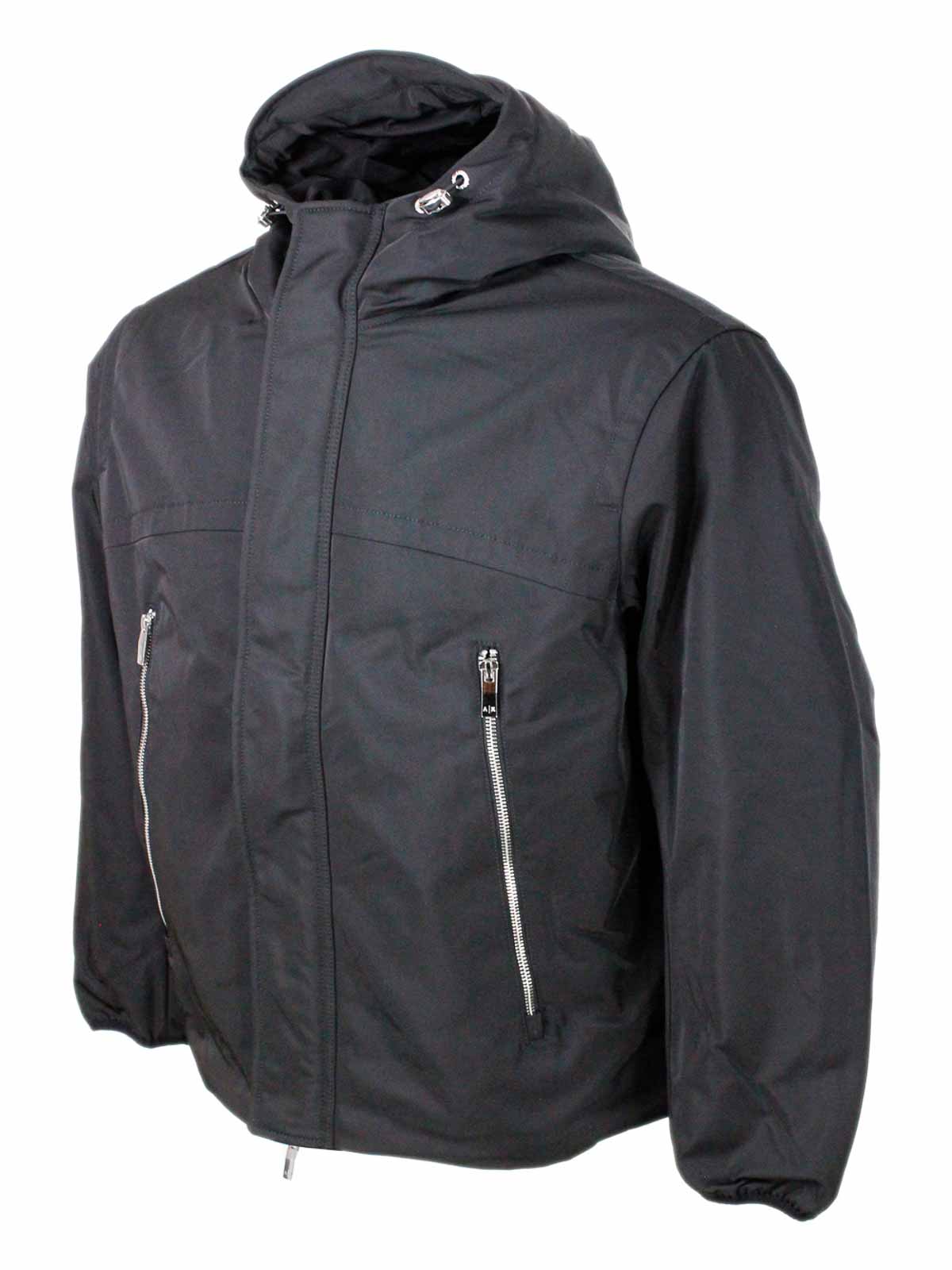 Shop Armani Exchange Tech Fabric Jacket In Black