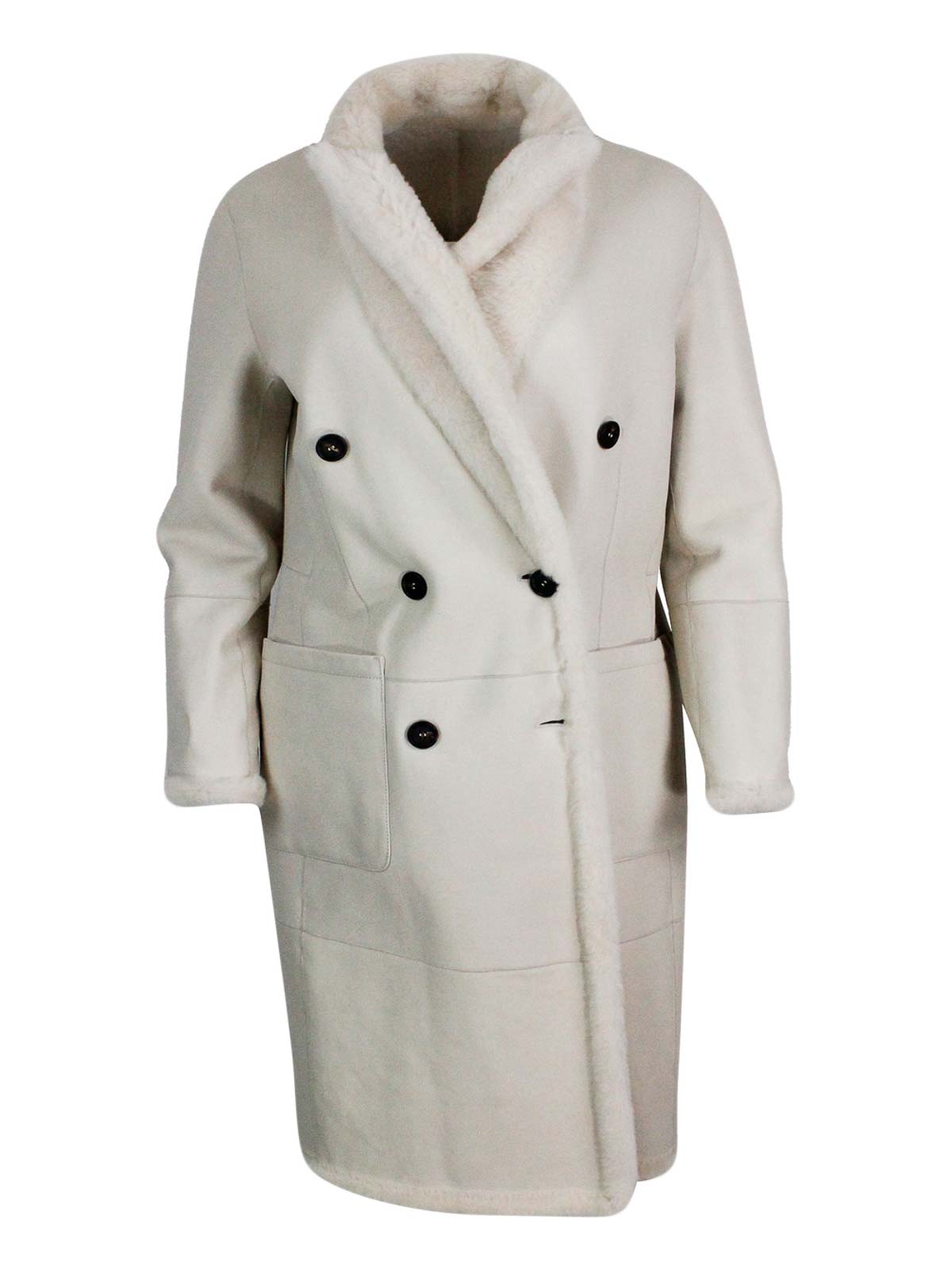 Shop Brunello Cucinelli Leather Coat In Cream