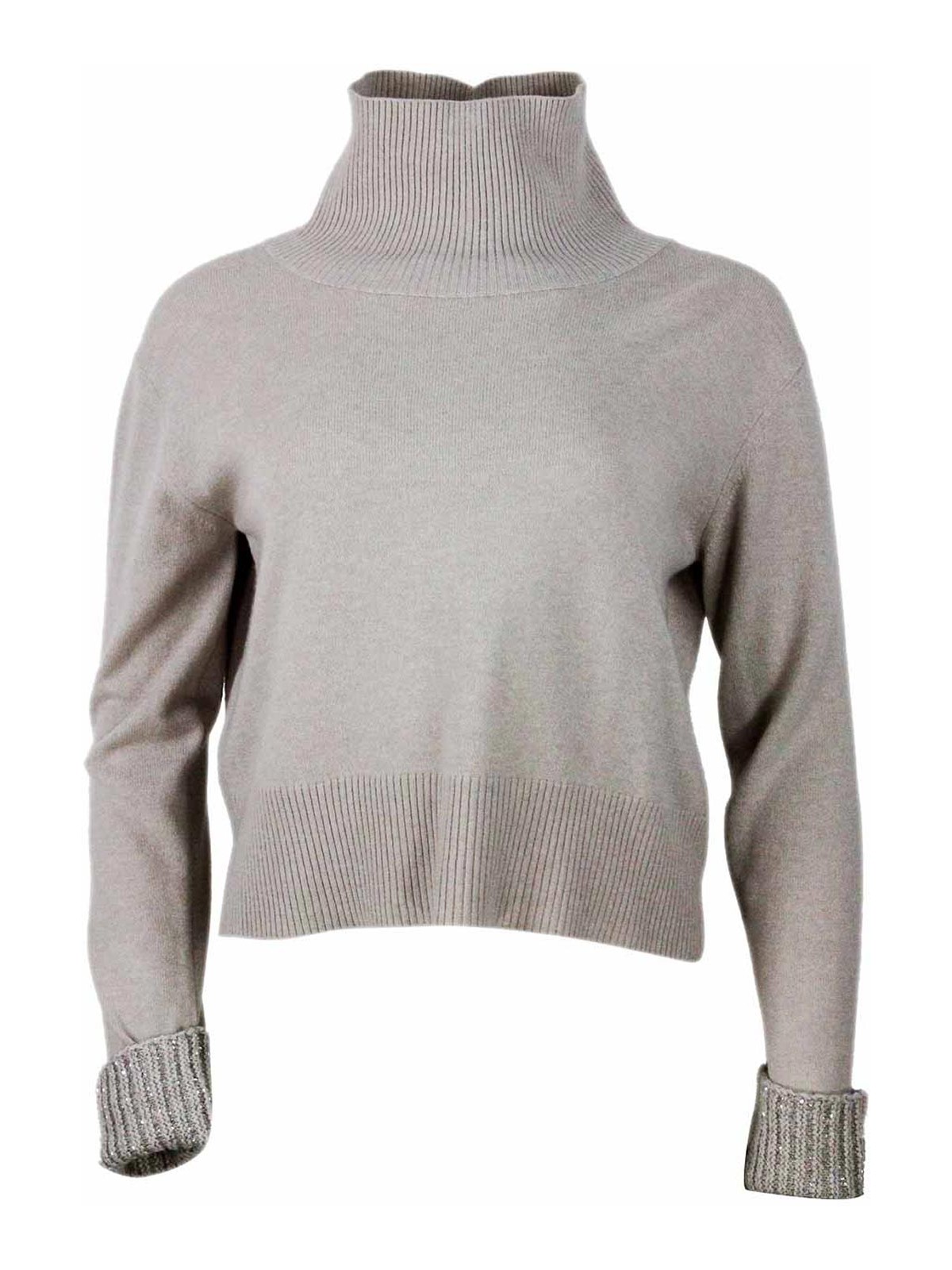 Shop Fabiana Filippi Wool Blend Crewneck In Beige