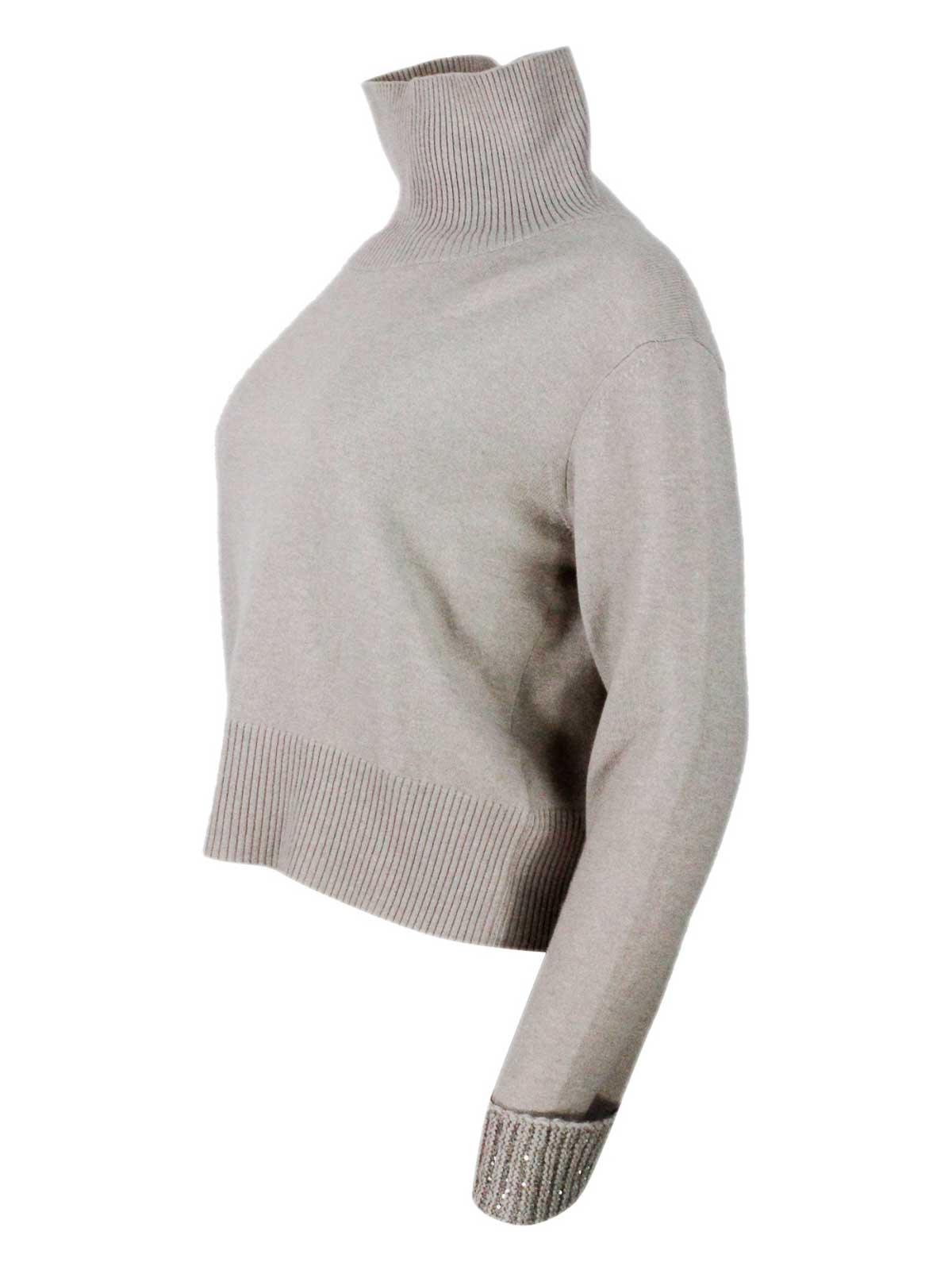 Shop Fabiana Filippi Wool Blend Crewneck In Beige