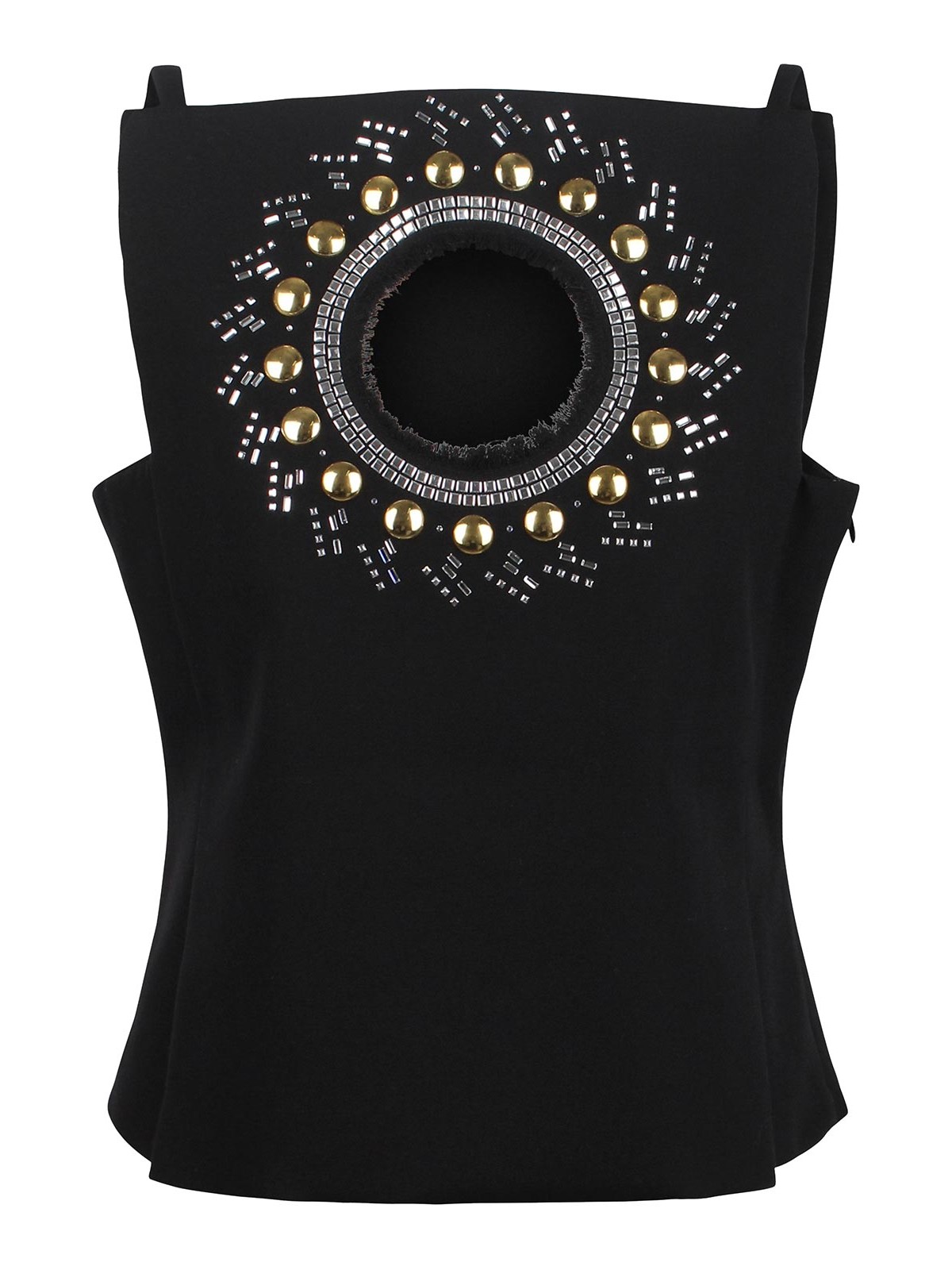 Shop Rabanne Cropped Top With Rhinestones In Black