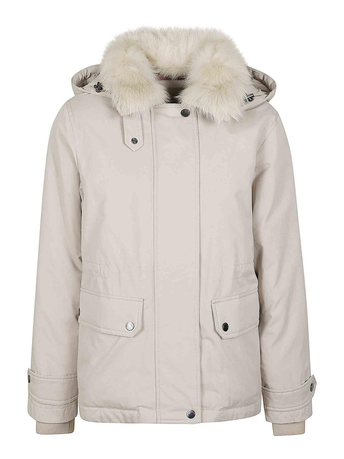 Woolrich Arctic Short Parka In Beige