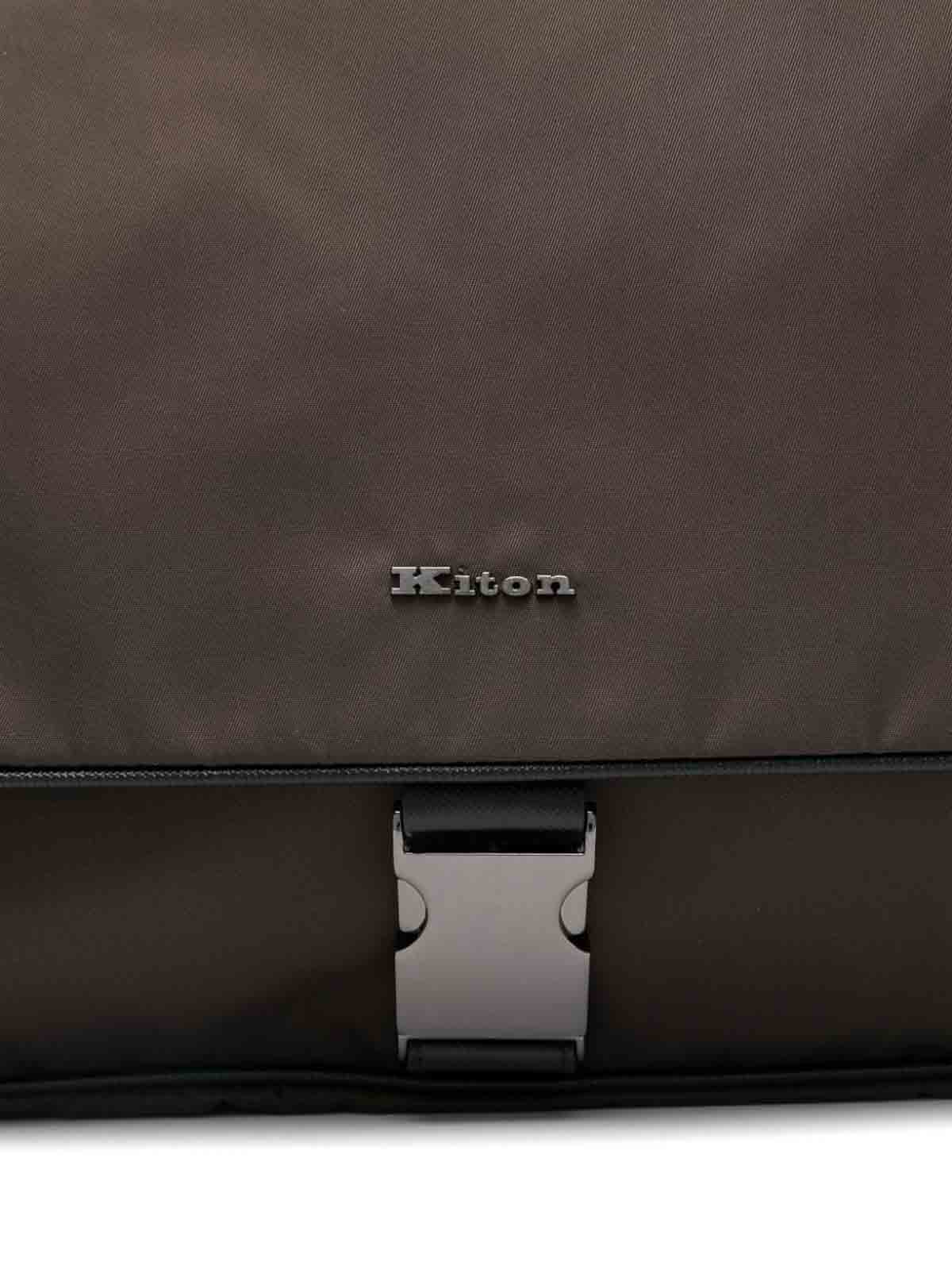 Shop Kiton Logo Bag In Brown