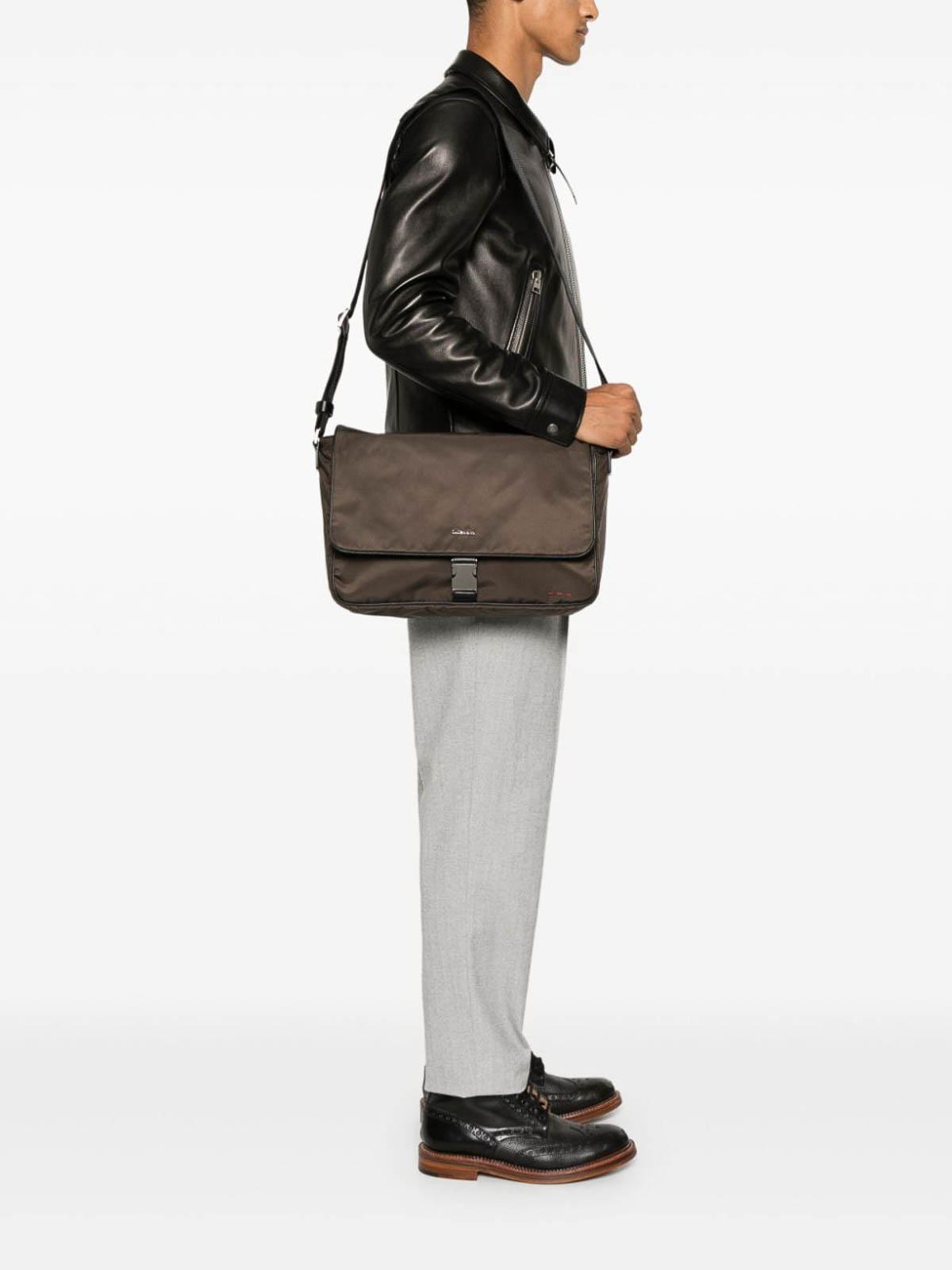 Shop Kiton Logo Bag In Brown