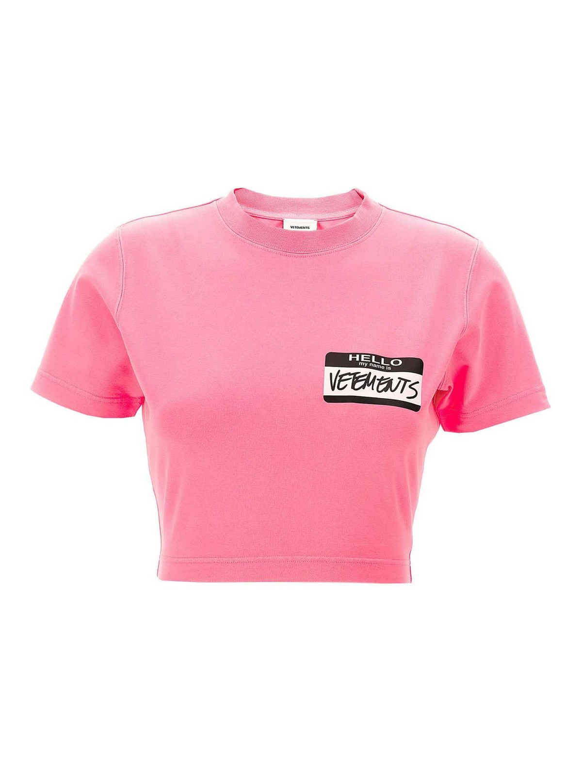 Vetements Hello My Name Is Cropped T-Shirt|WA65TR112PPINK