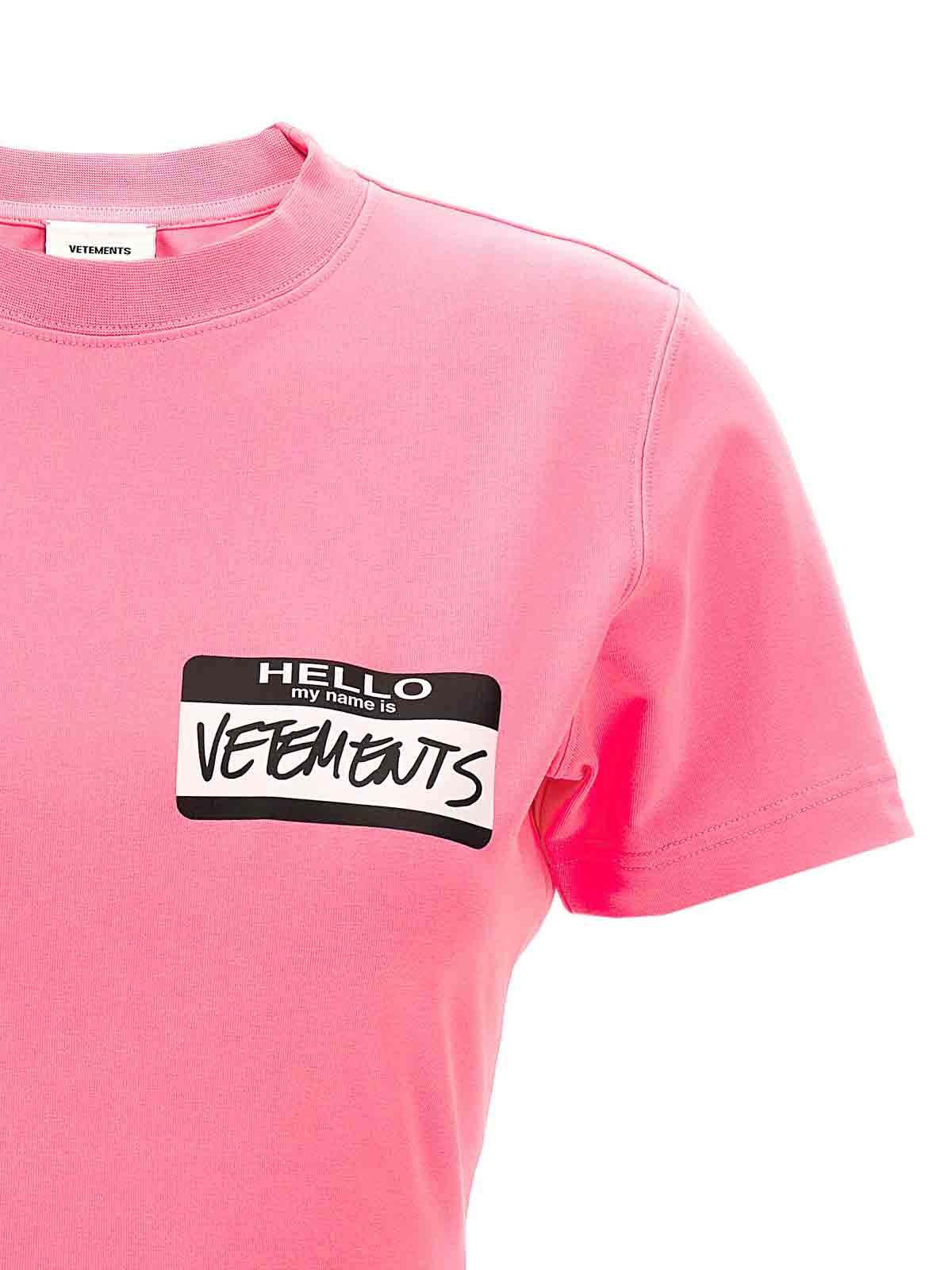 Vetements Hello My Name Is Cropped T-Shirt|WA65TR112PPINK