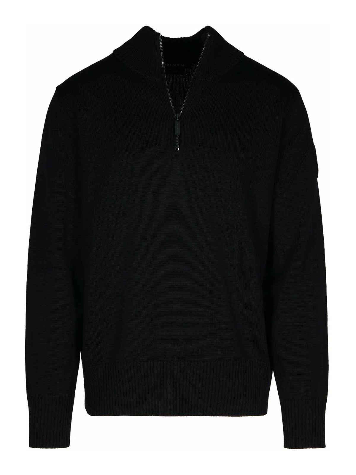 Shop Canada Goose 1/4 Zip Rosseau Black Wool Sweatshirt