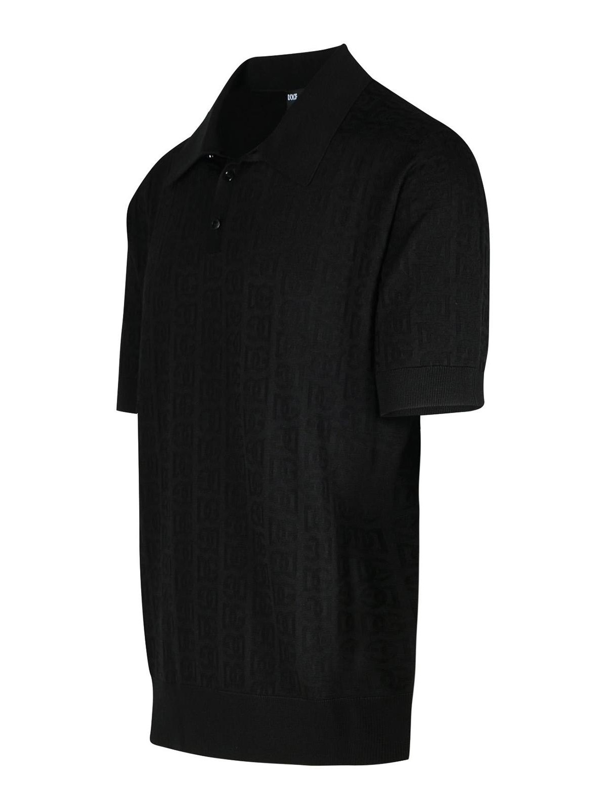 Shop Dolce & Gabbana Black Silk Polo Shirt