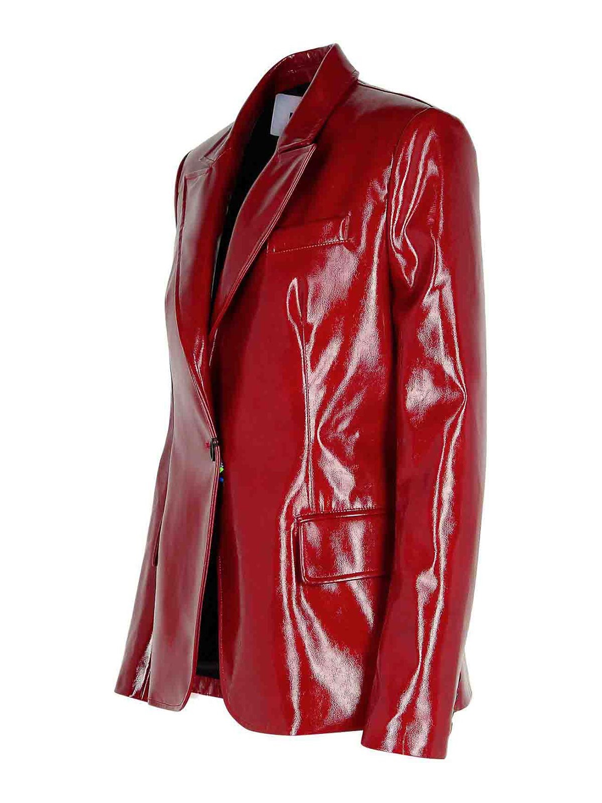 Shop Msgm Burgundy Polyester Blazer In Dark Red