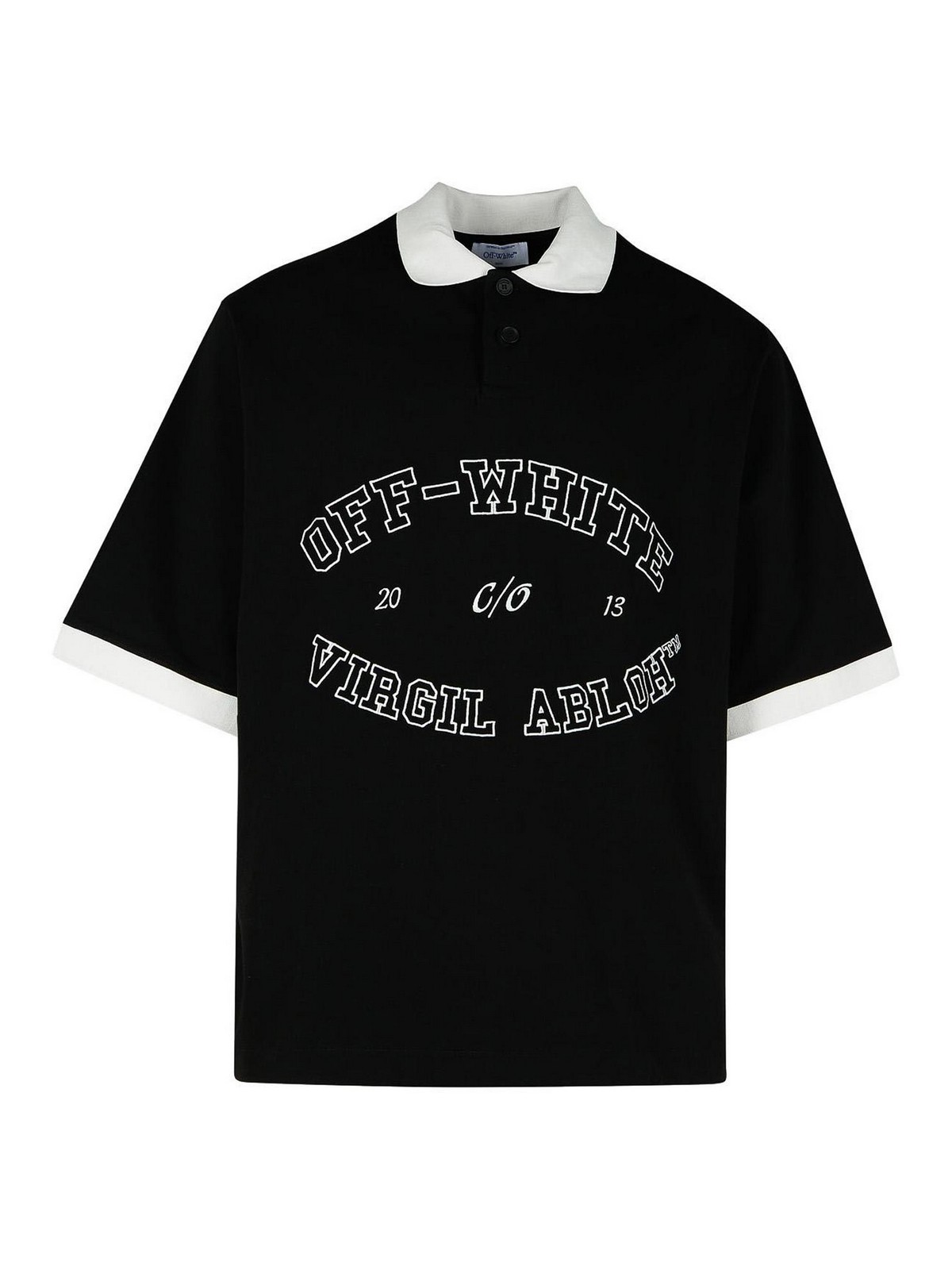 Shop Off-white College Black Cotton Polo Shirt