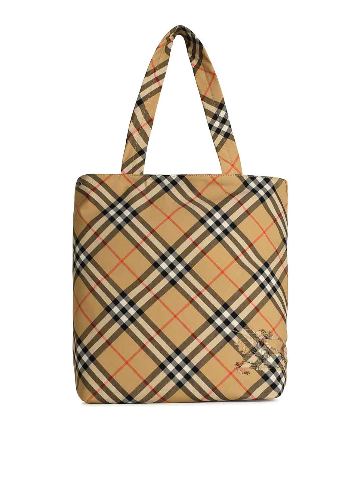 Shop Burberry Beige Polyester Blend Shopping Bag