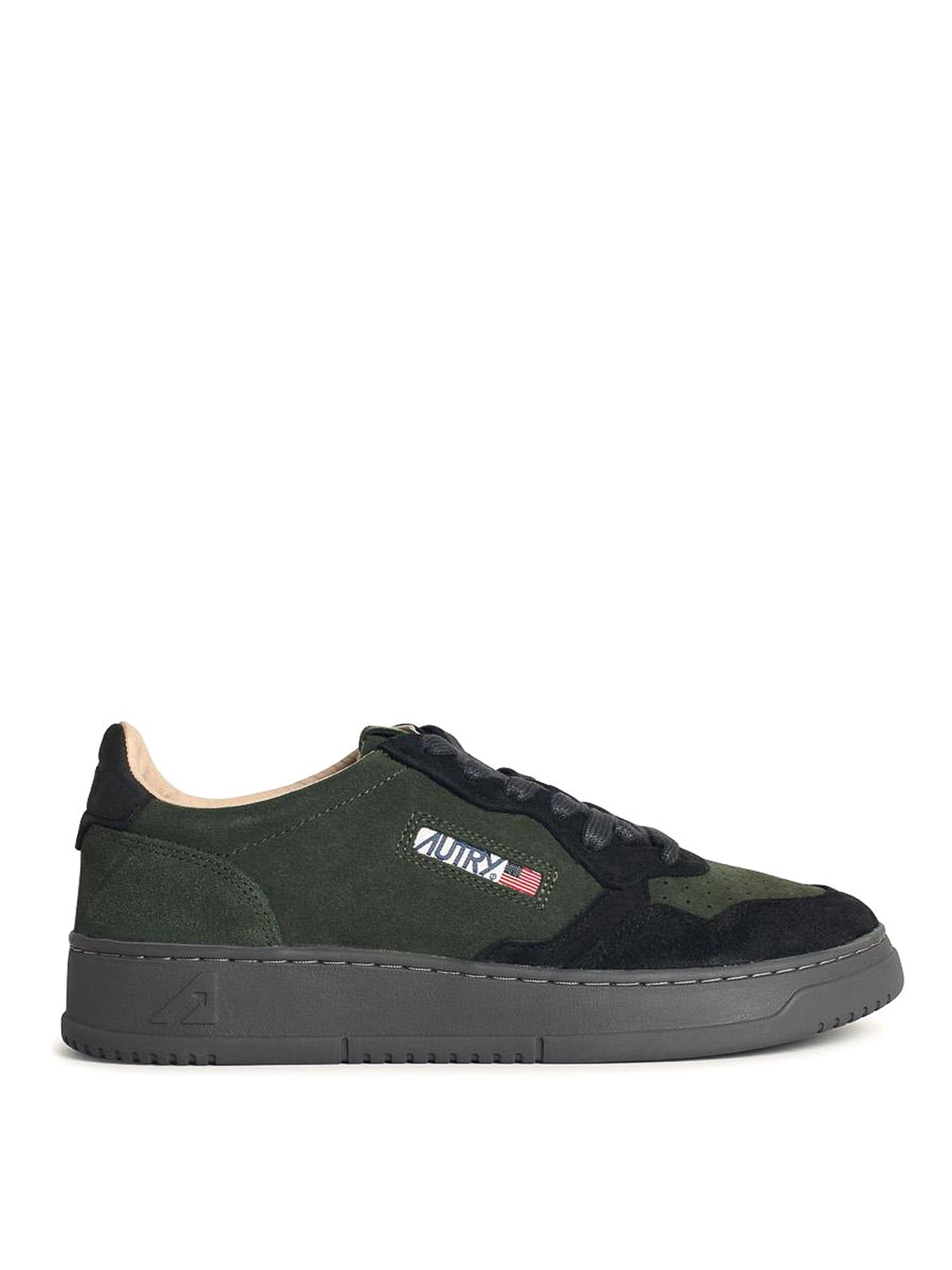 Shop Autry Medialist Green Suede Sneakers