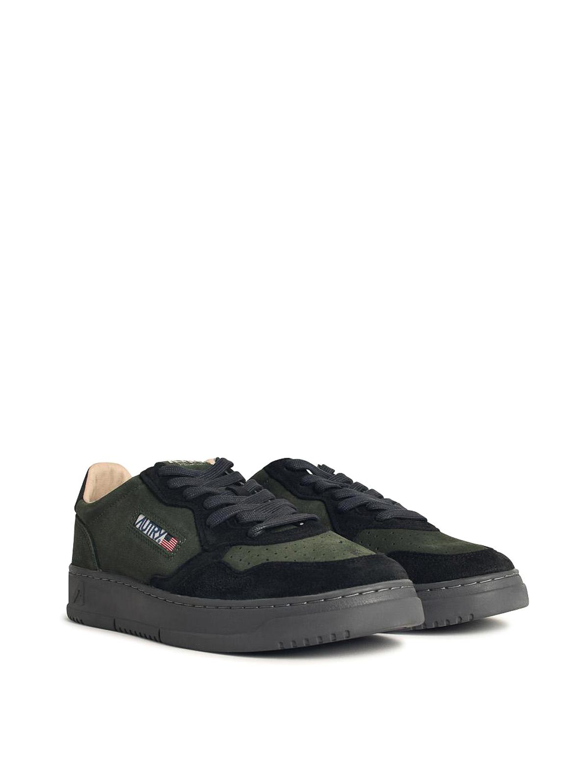 Shop Autry Medialist Green Suede Sneakers