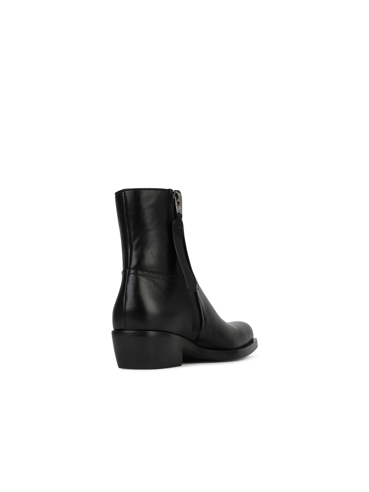 Shop Versace Black Leather Ankle Boots