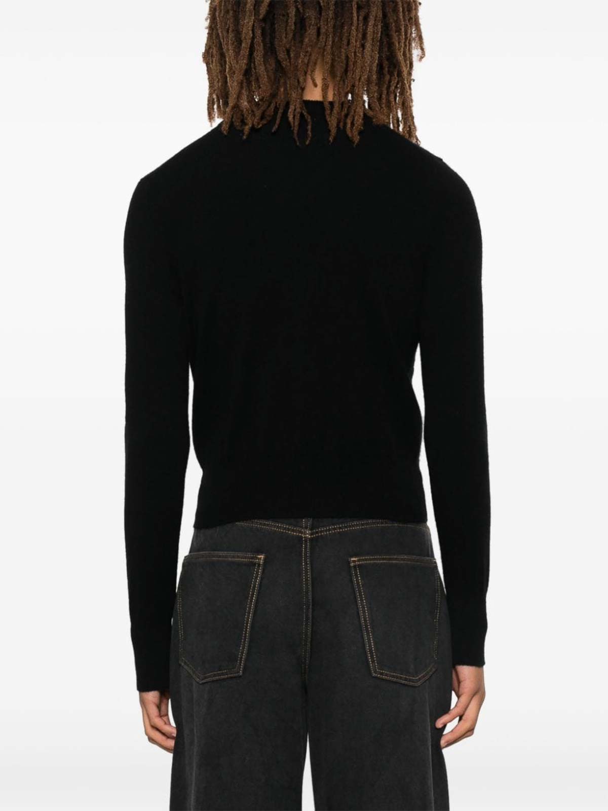 Extreme Cashmere Blue Front Button Cardigan In Black