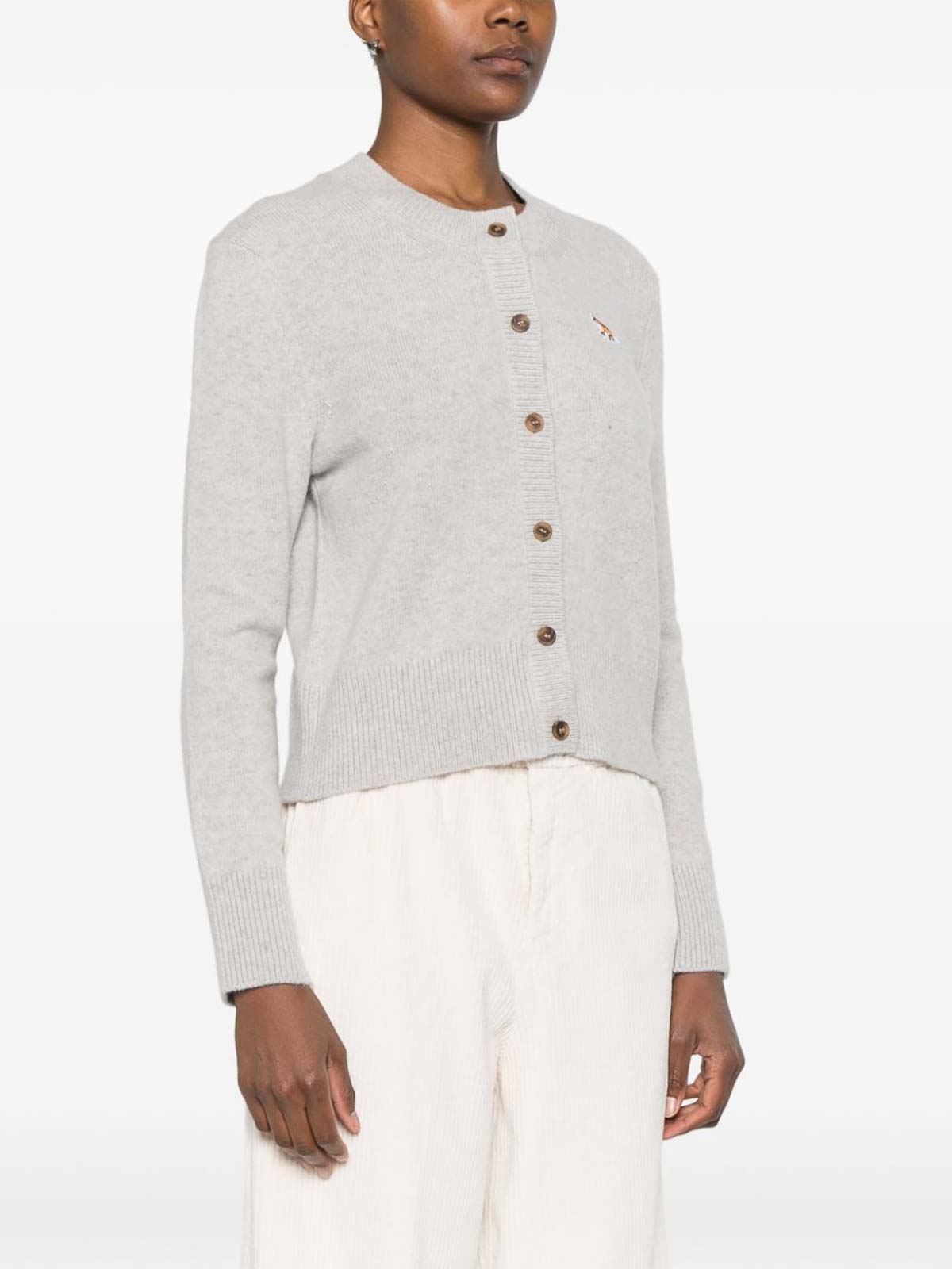 Maison Kitsuné Baby Fox Wool Cardigan - Grey|LW00508KT1006H120