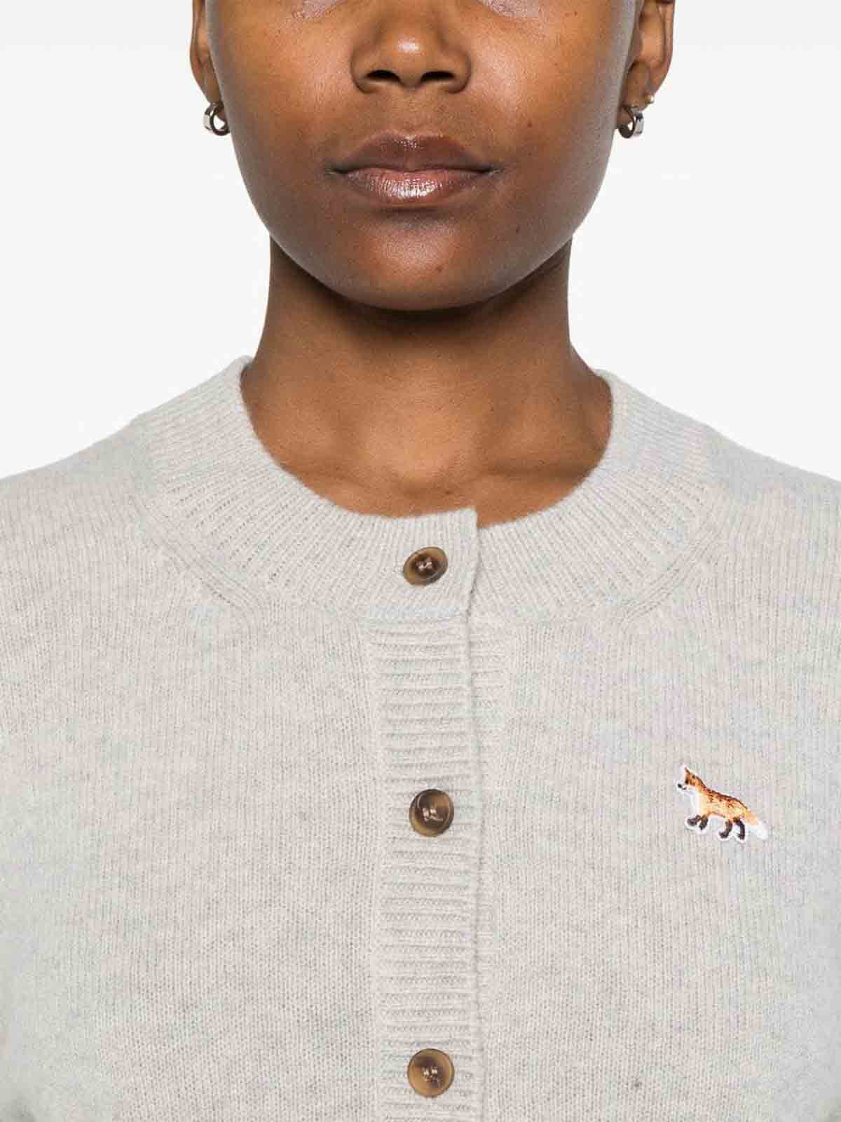 Maison Kitsuné Baby Fox Wool Cardigan - Grey|LW00508KT1006H120
