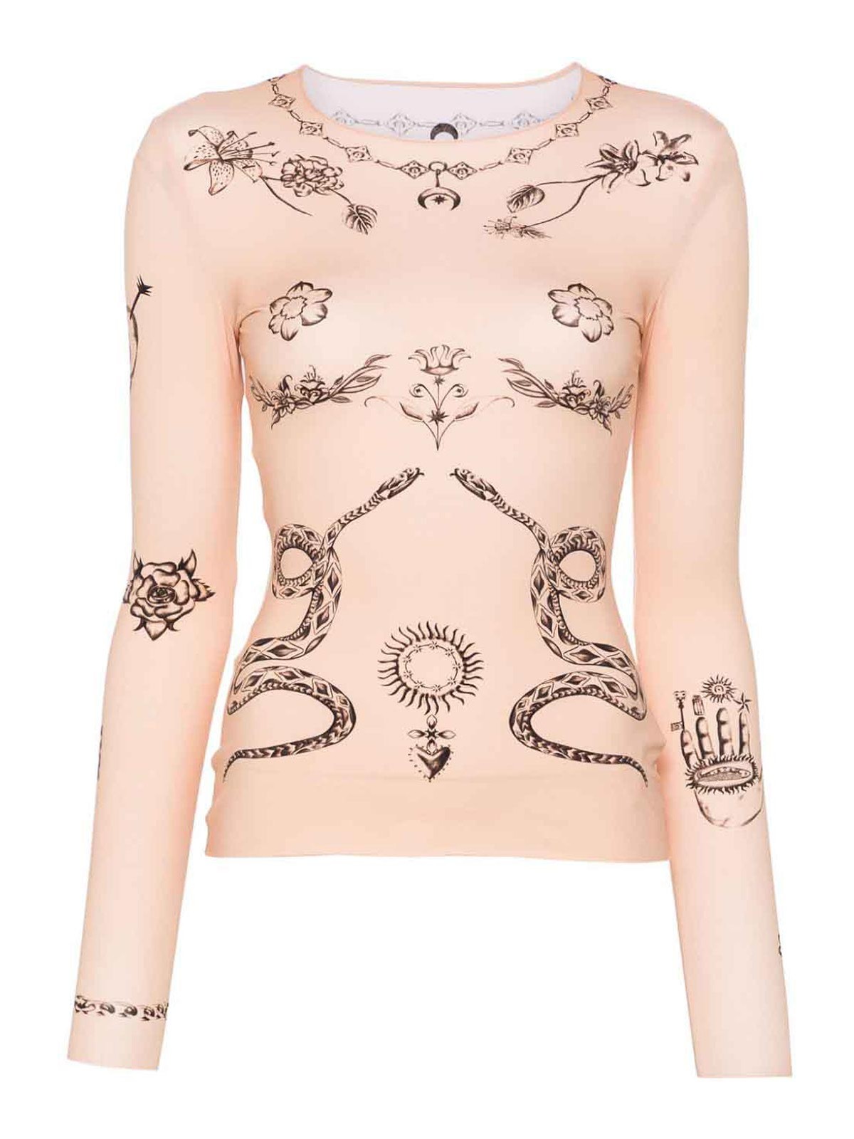 Marine Serre Tattoo Print Top - Beige - Women|WTS006ACJER0059TA00