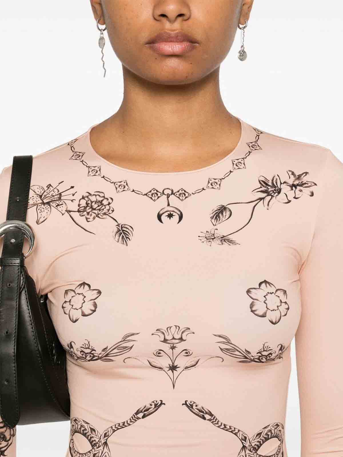 Marine Serre Tattoo Print Top - Beige - Women | WTS006ACJER0059TA00