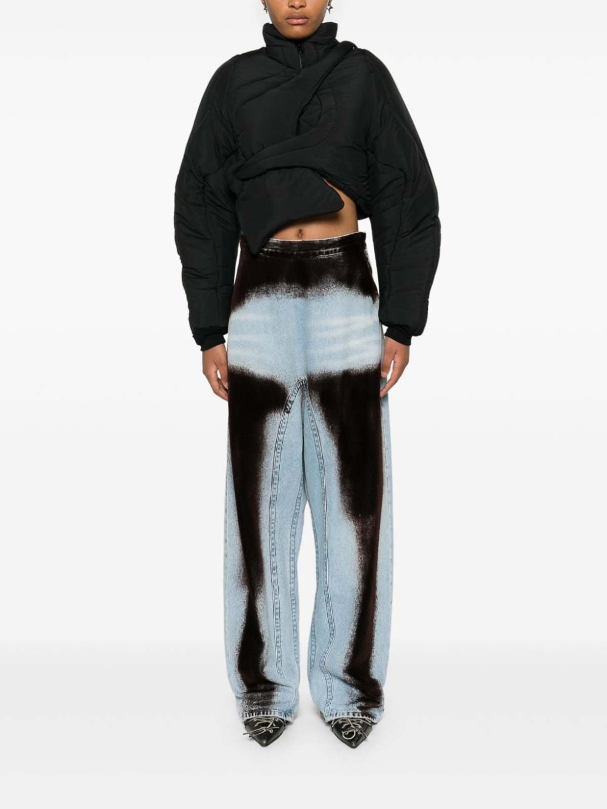 Ottolinger Asymmetric Cropped Down Jacket - Black|1090603921