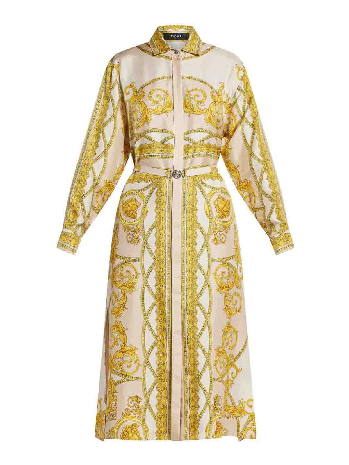 gold silk shirt dress Muse Silk Maxi Shirtdress
