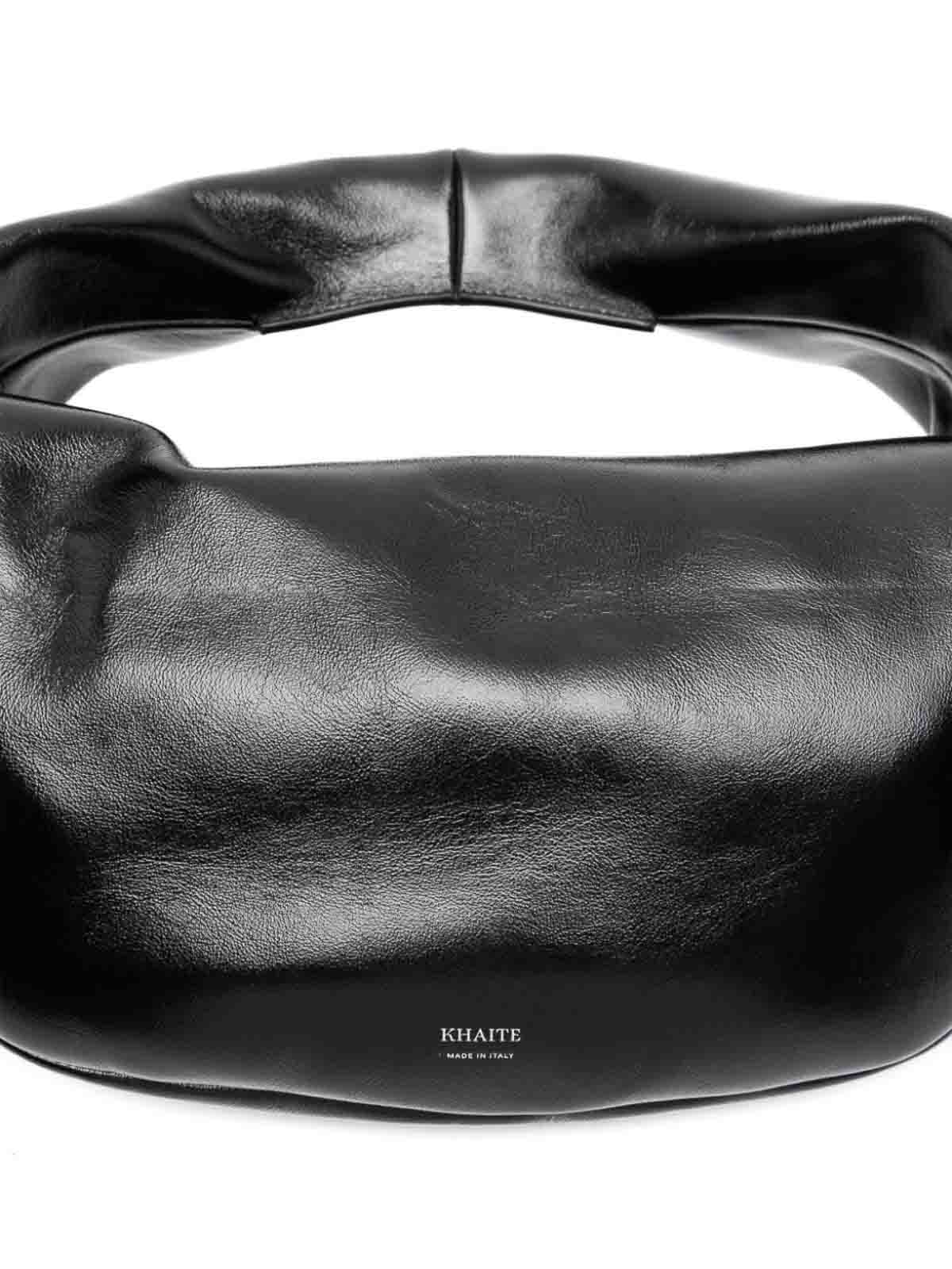 Khaite Olivia Medium Patent Leather Hobo Bag In Black