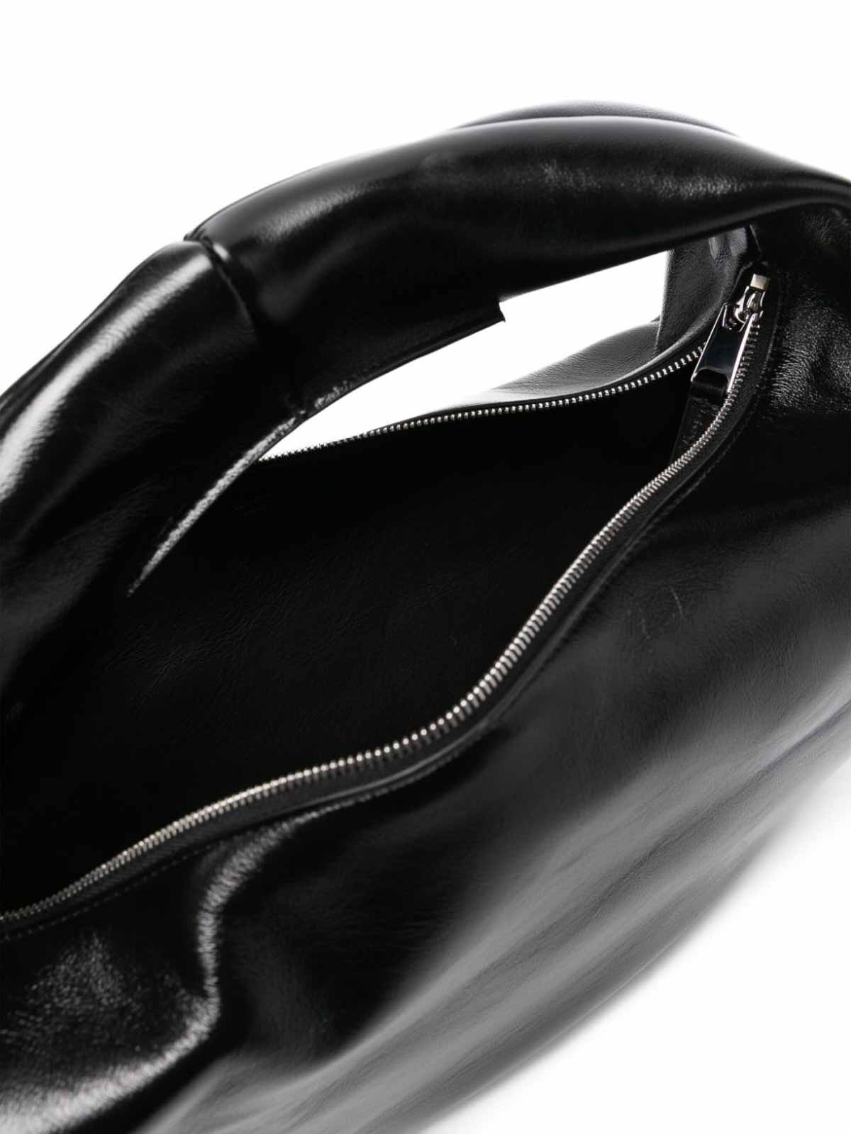 Khaite Olivia Medium Patent Leather Hobo Bag In Black