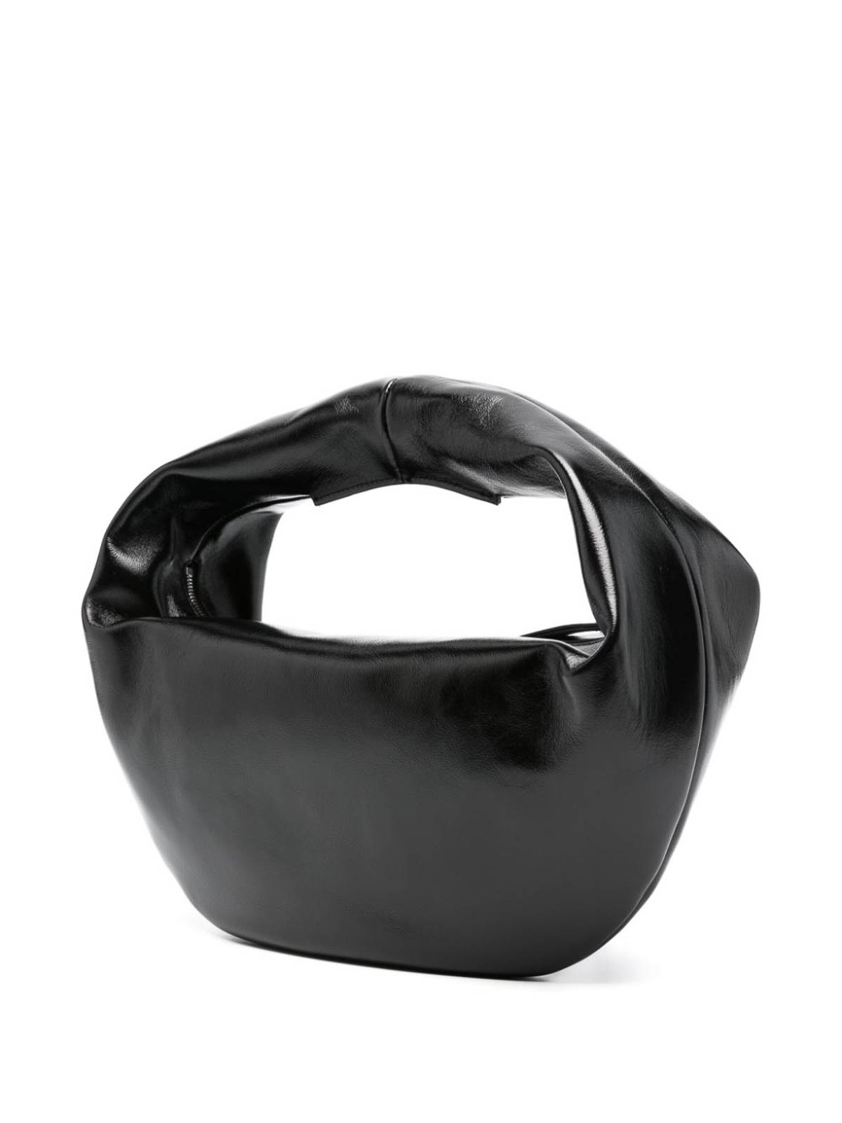 Khaite Olivia Medium Patent Leather Hobo Bag In Black